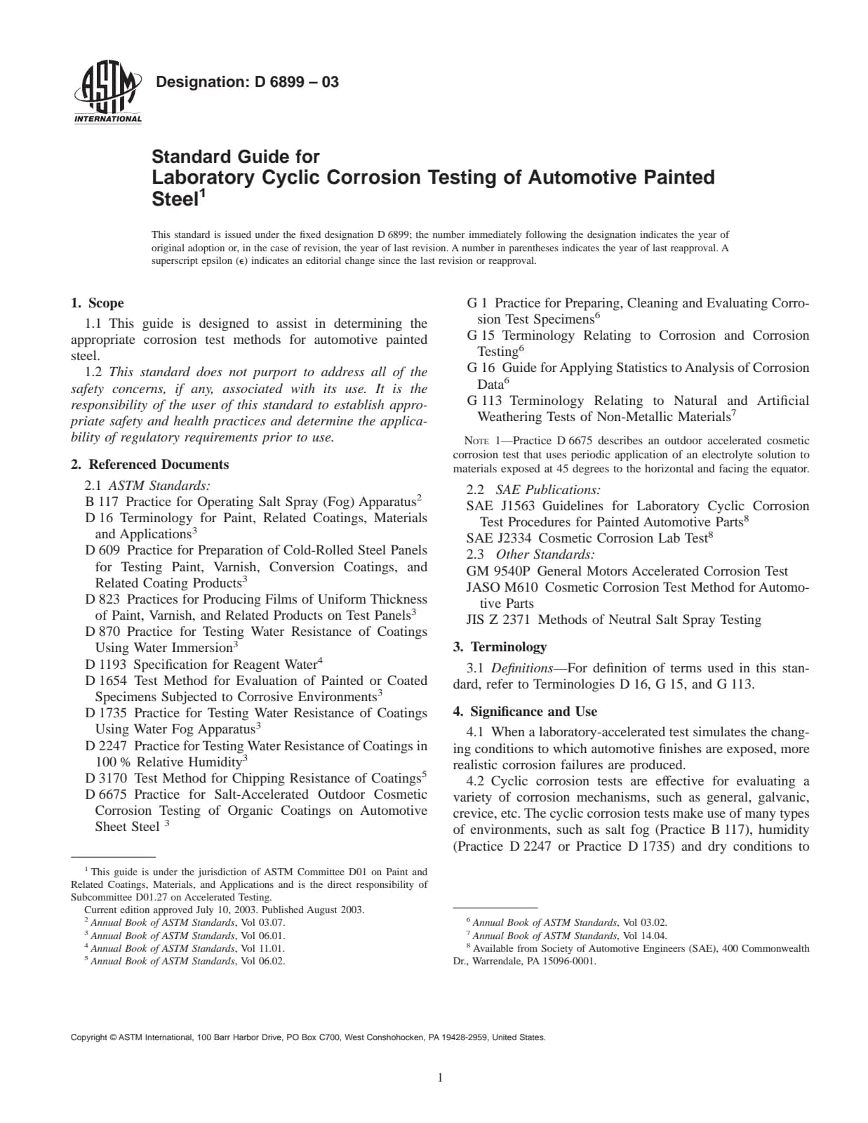 Первая страница стандарта ASTM D6899-03