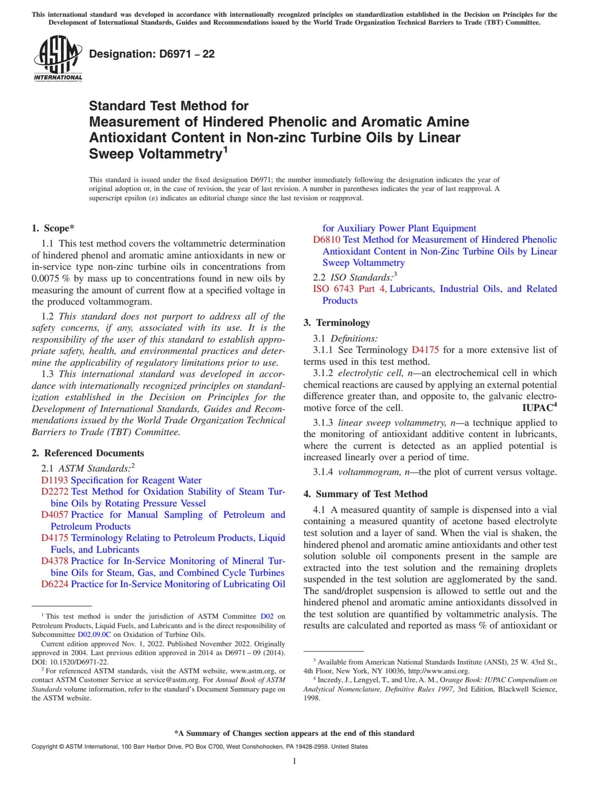 Первая страница стандарта ASTM D6971-22