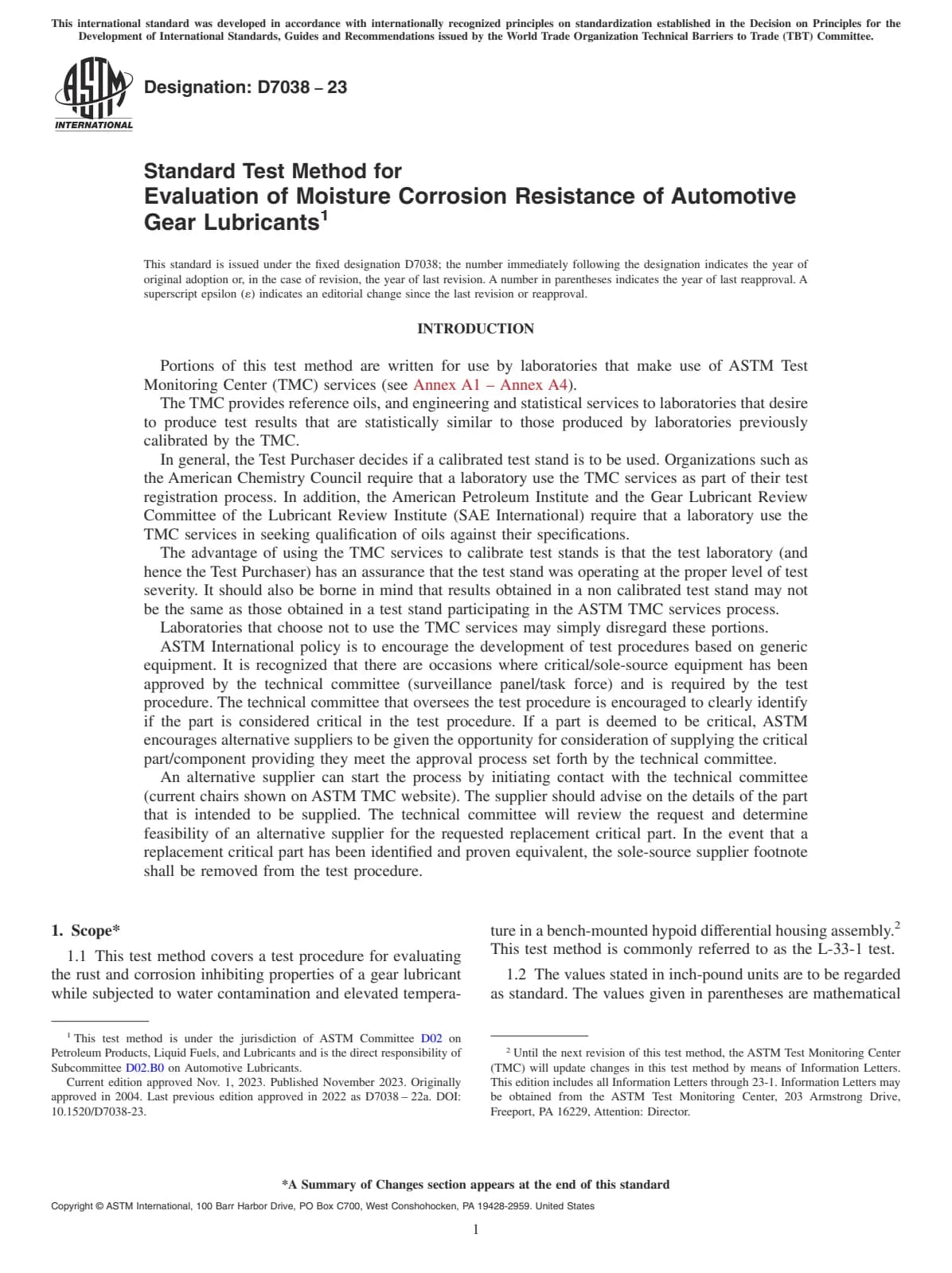 Первая страница стандарта ASTM D7038-23