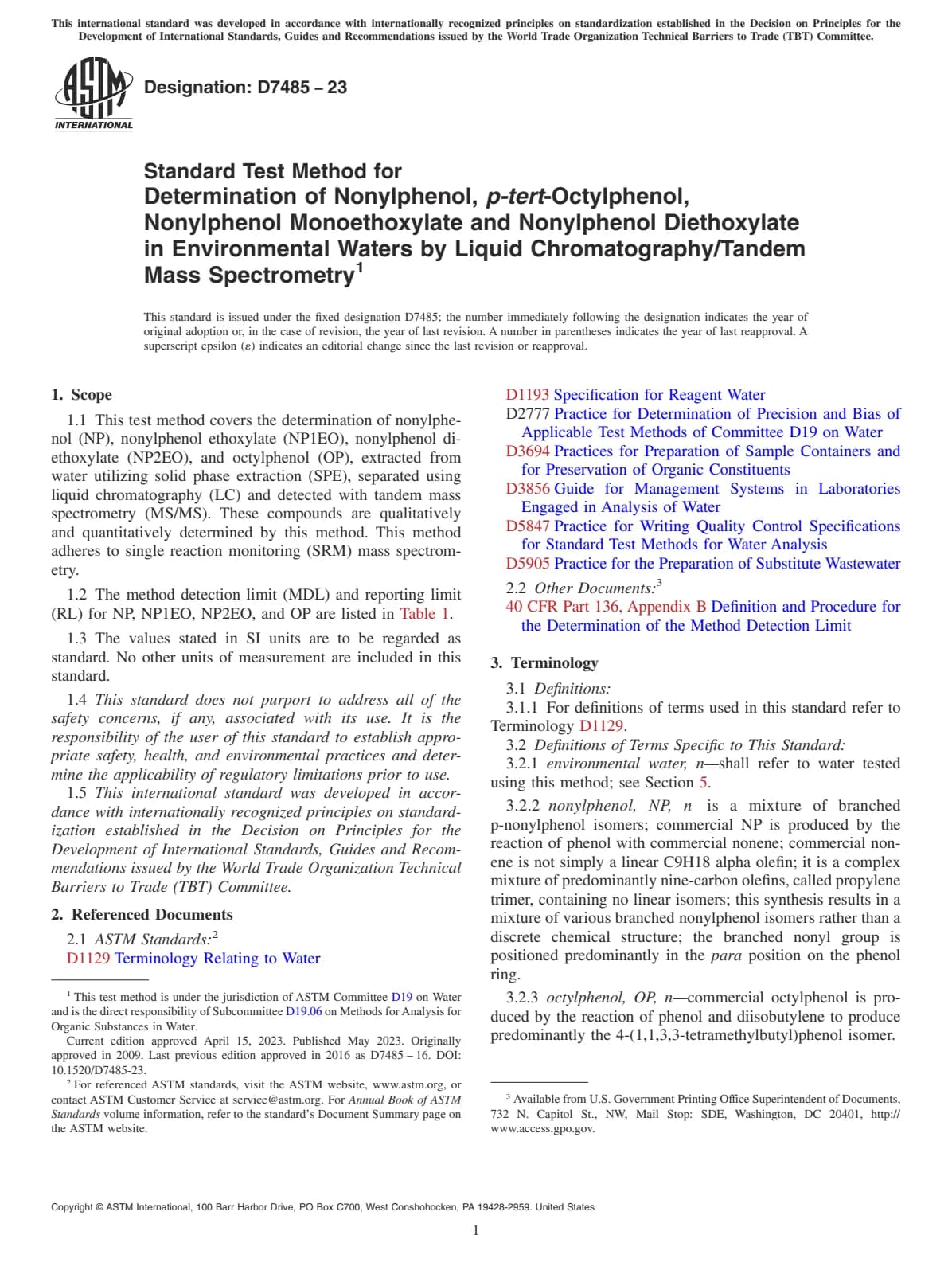Первая страница стандарта ASTM D7485-23