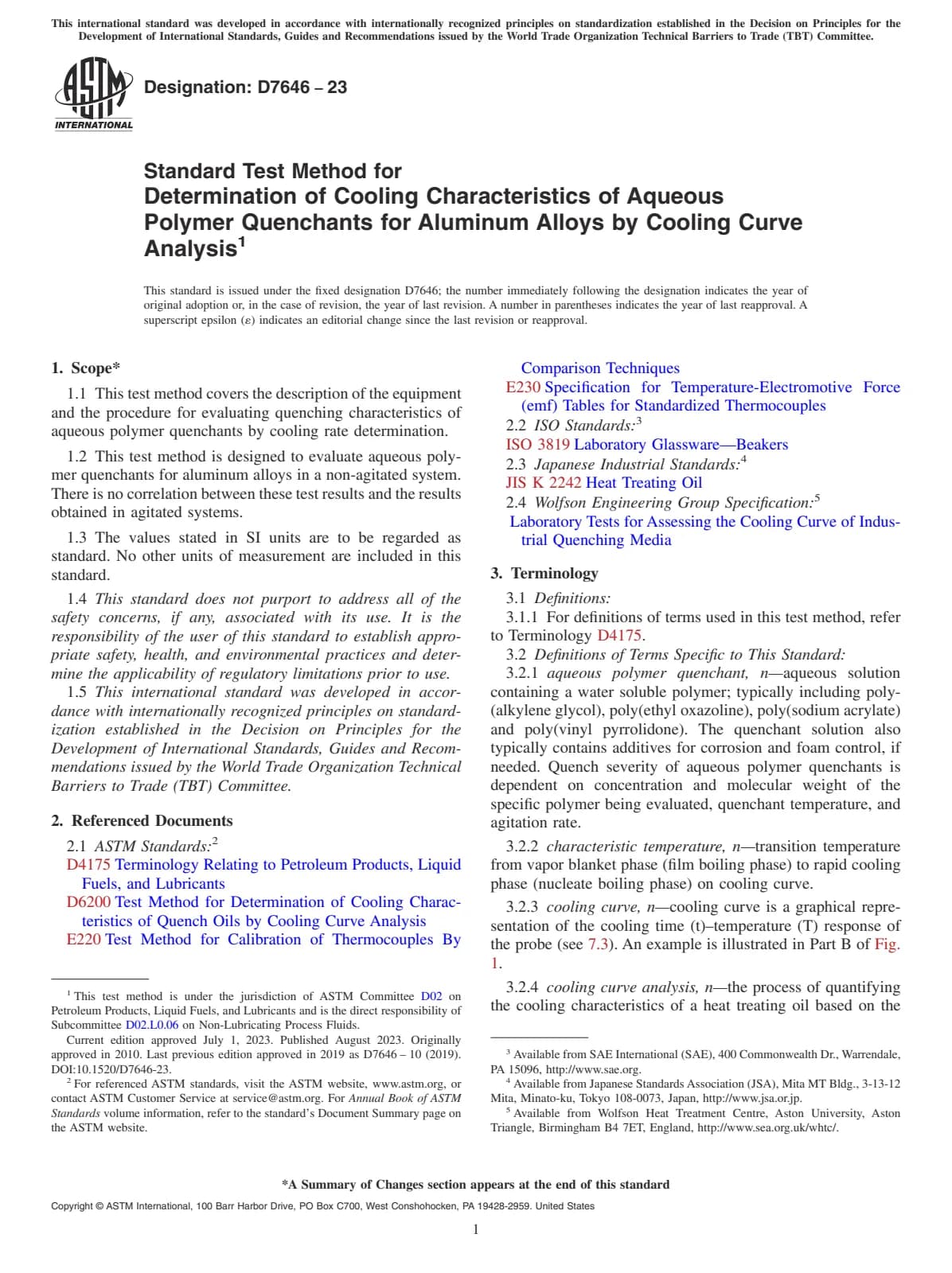 Первая страница стандарта ASTM D7646-23