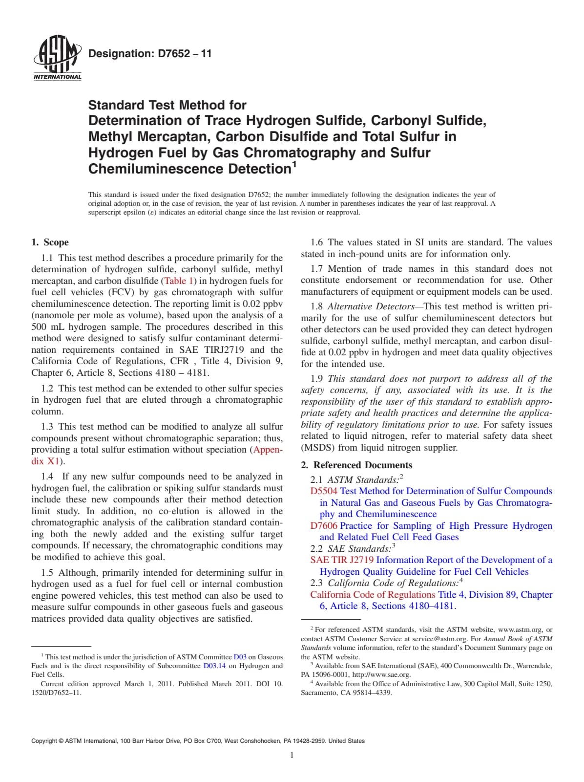 Первая страница стандарта ASTM D7652-11