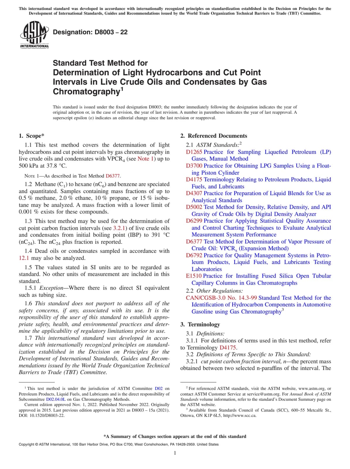 Первая страница стандарта ASTM D8003-22