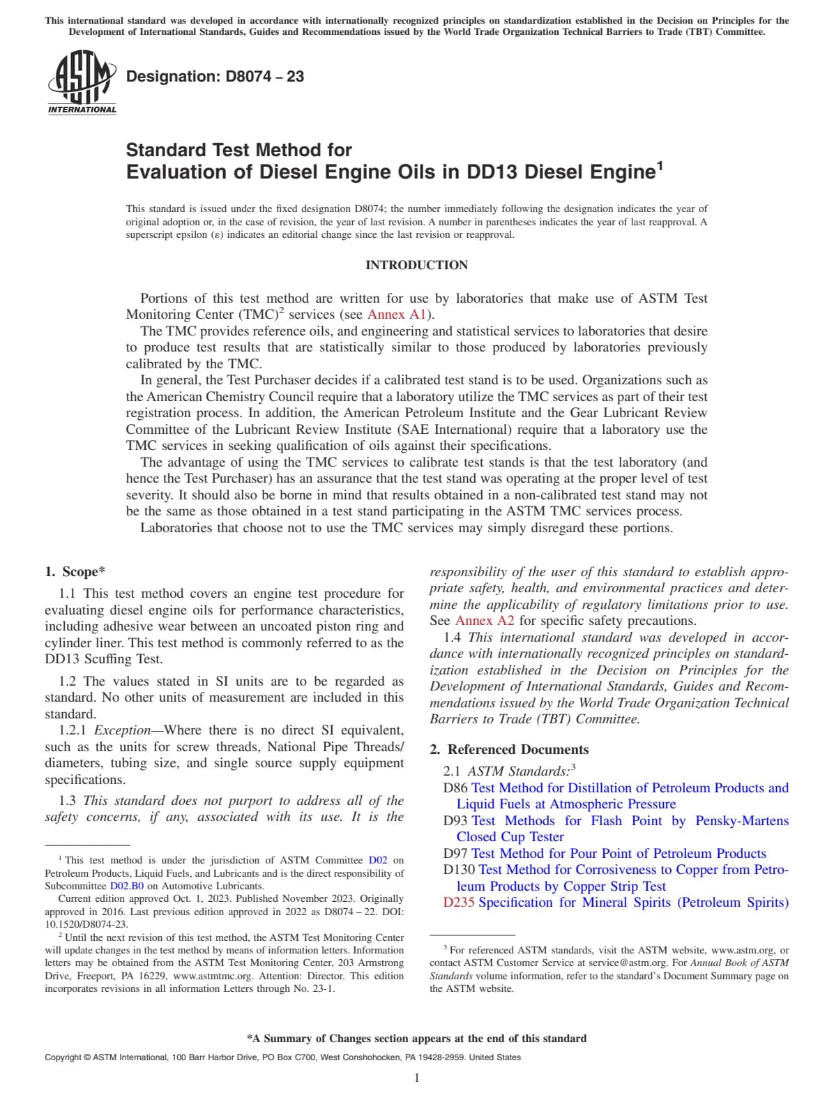 Первая страница стандарта ASTM D8074-23