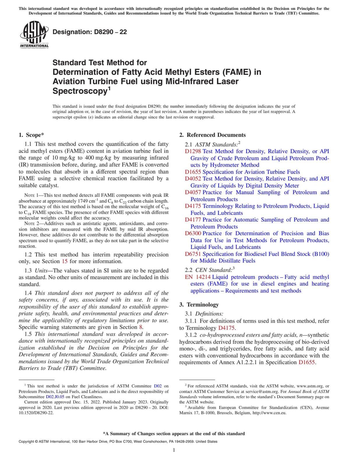 Первая страница стандарта ASTM D8290-22