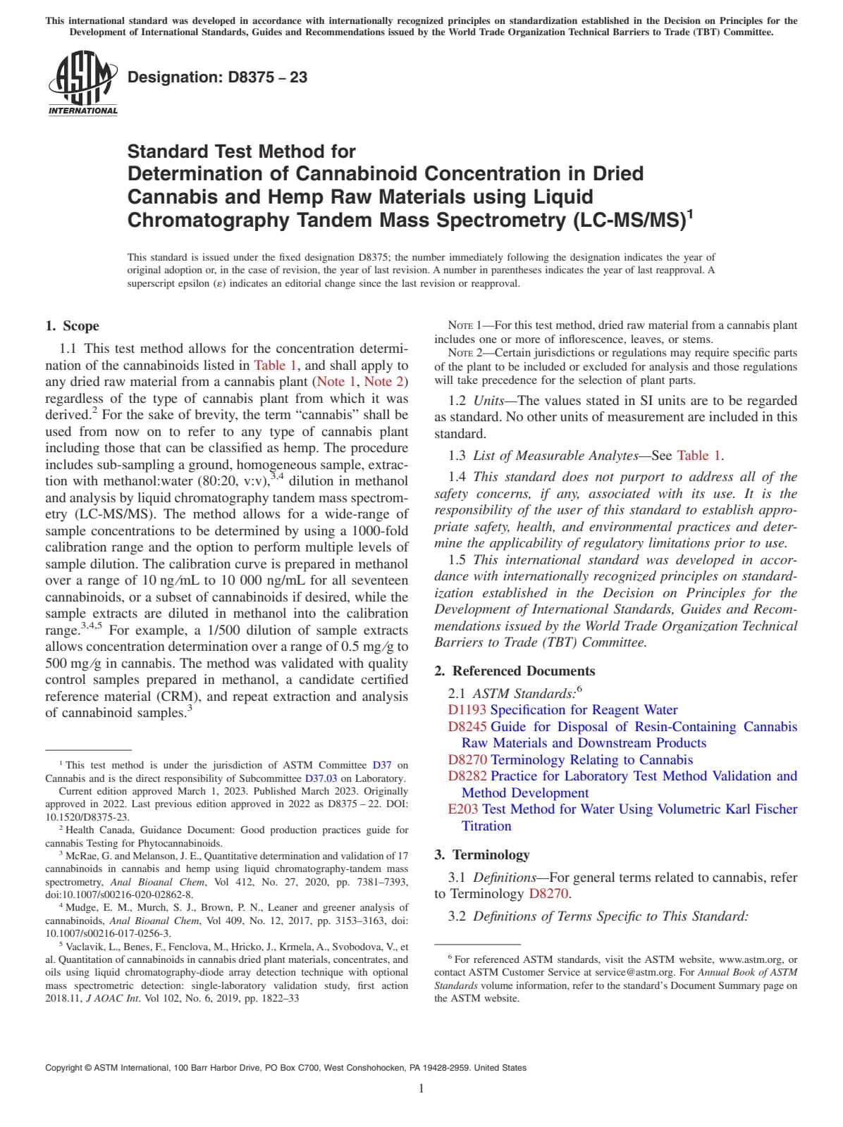 Первая страница стандарта ASTM D8375-23