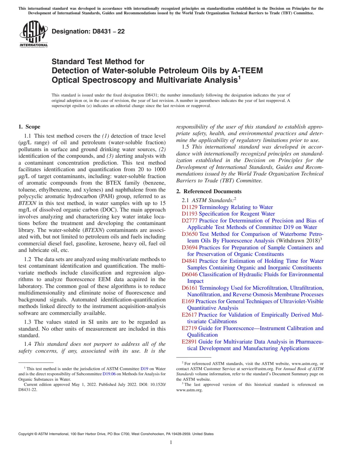 Первая страница стандарта ASTM D8431-22