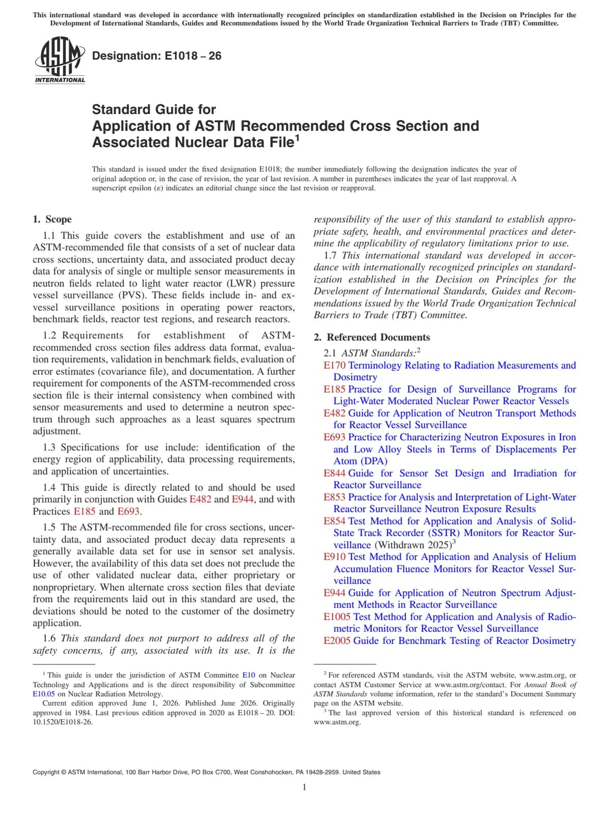 Первая страница стандарта ASTM E1018-26