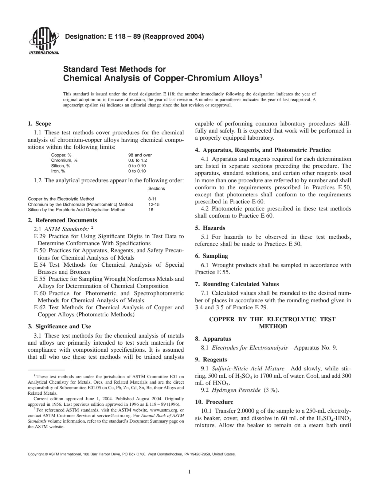 Первая страница стандарта ASTM E118-89(2004)