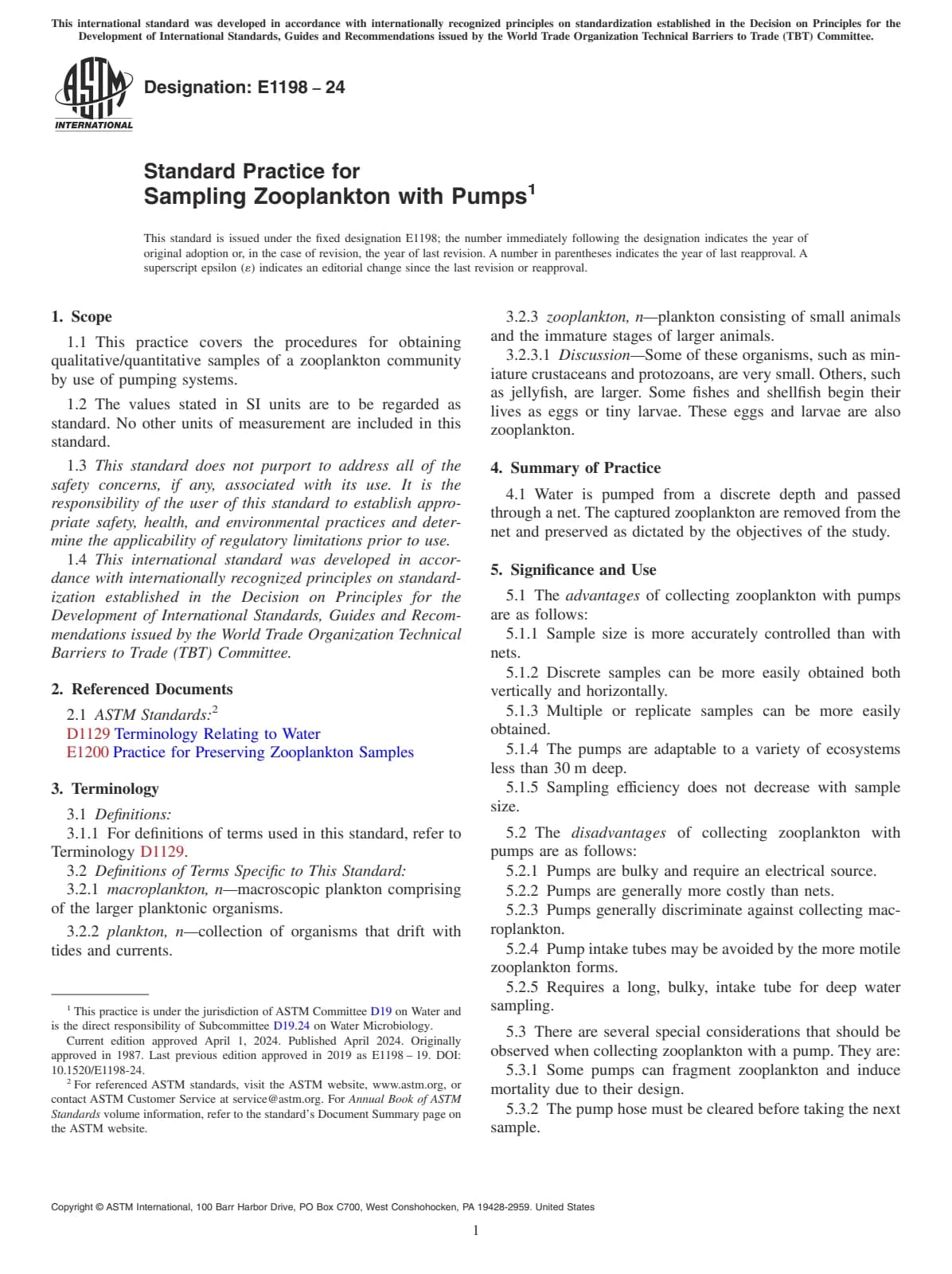 Первая страница стандарта ASTM E1198-24
