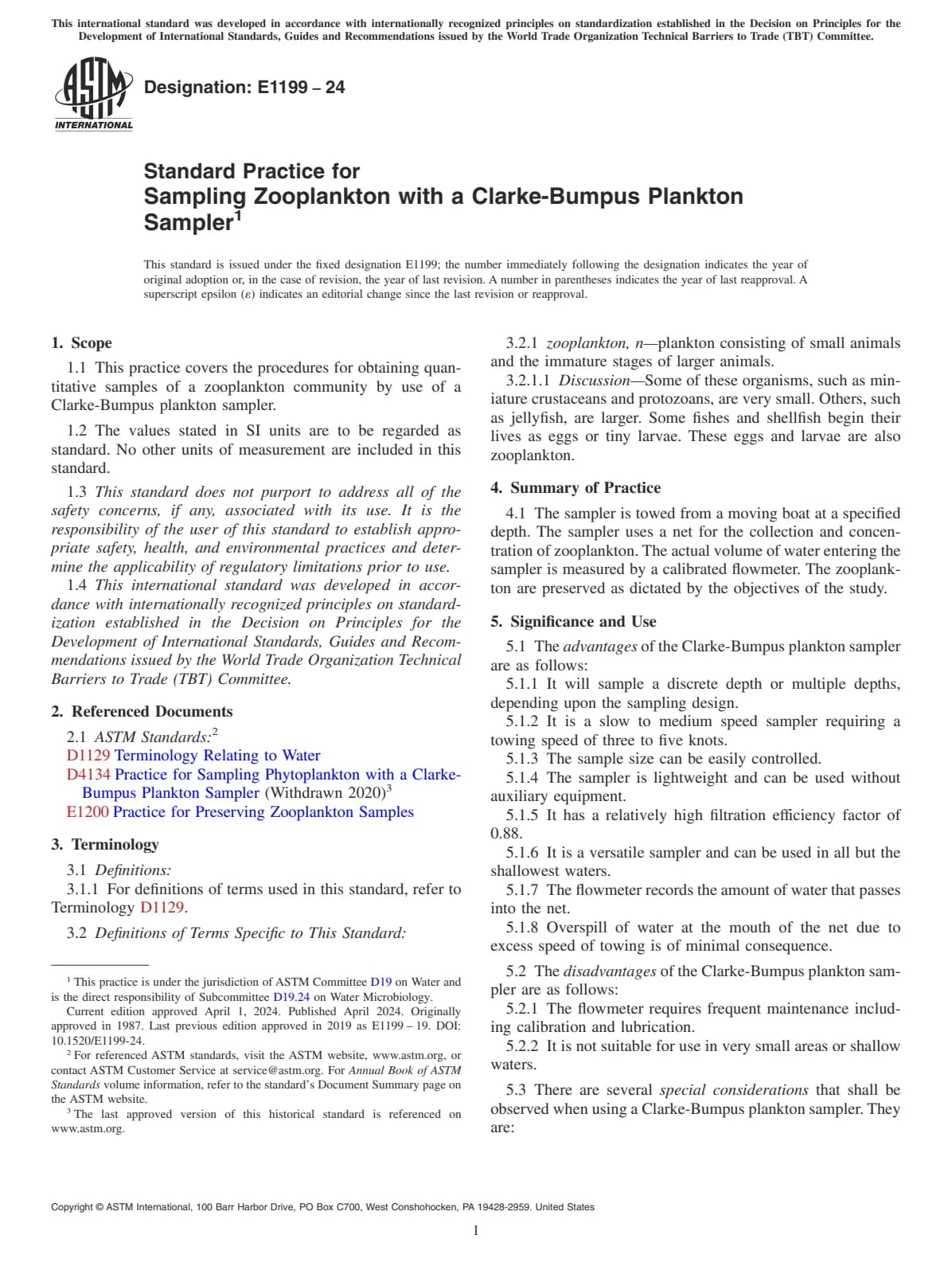 Первая страница стандарта ASTM E1199-24