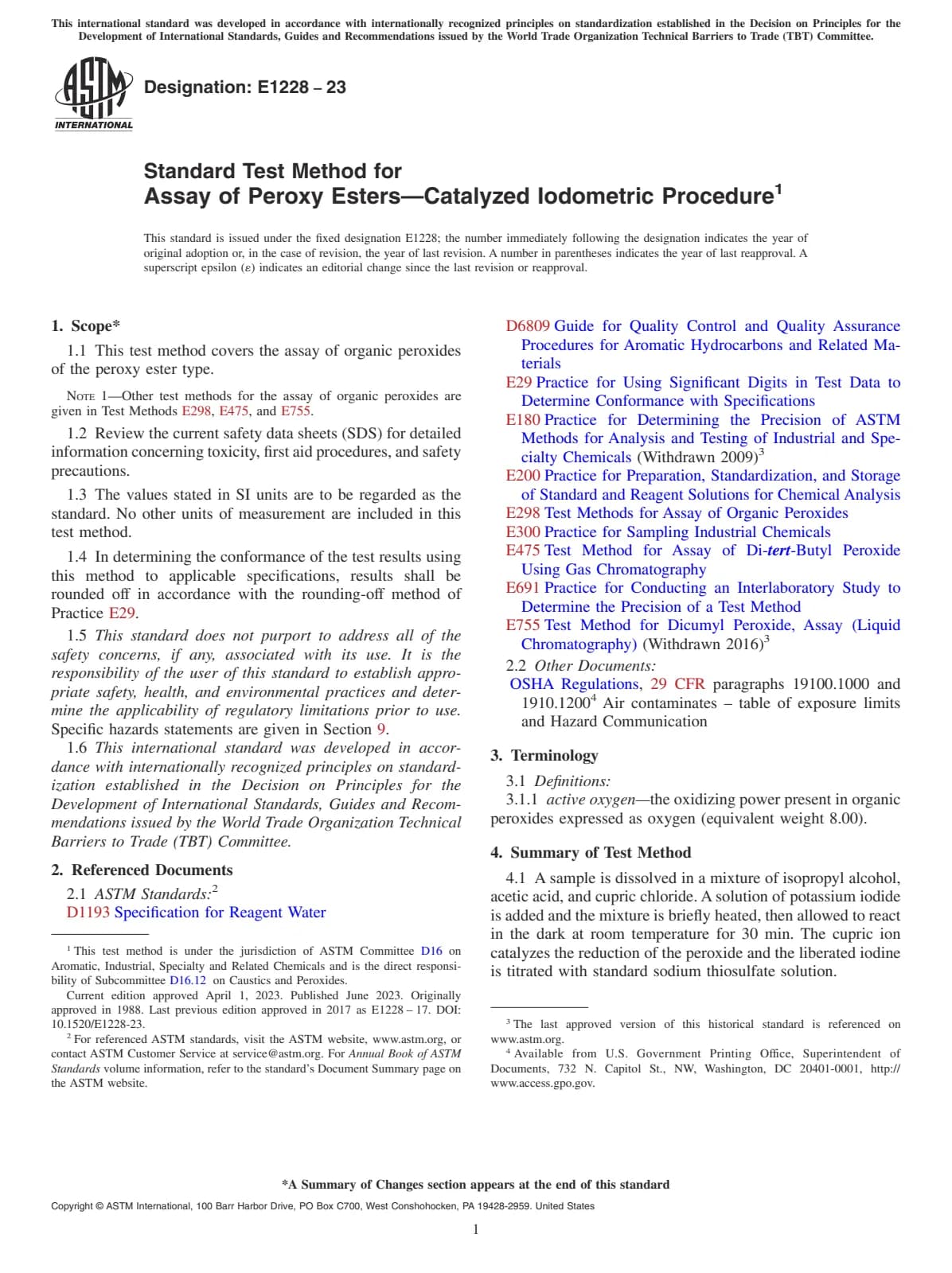Первая страница стандарта ASTM E1228-23