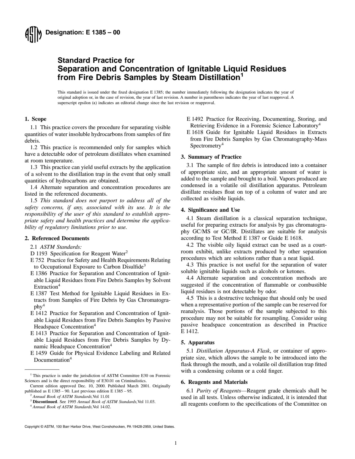 Первая страница стандарта ASTM E1385-00