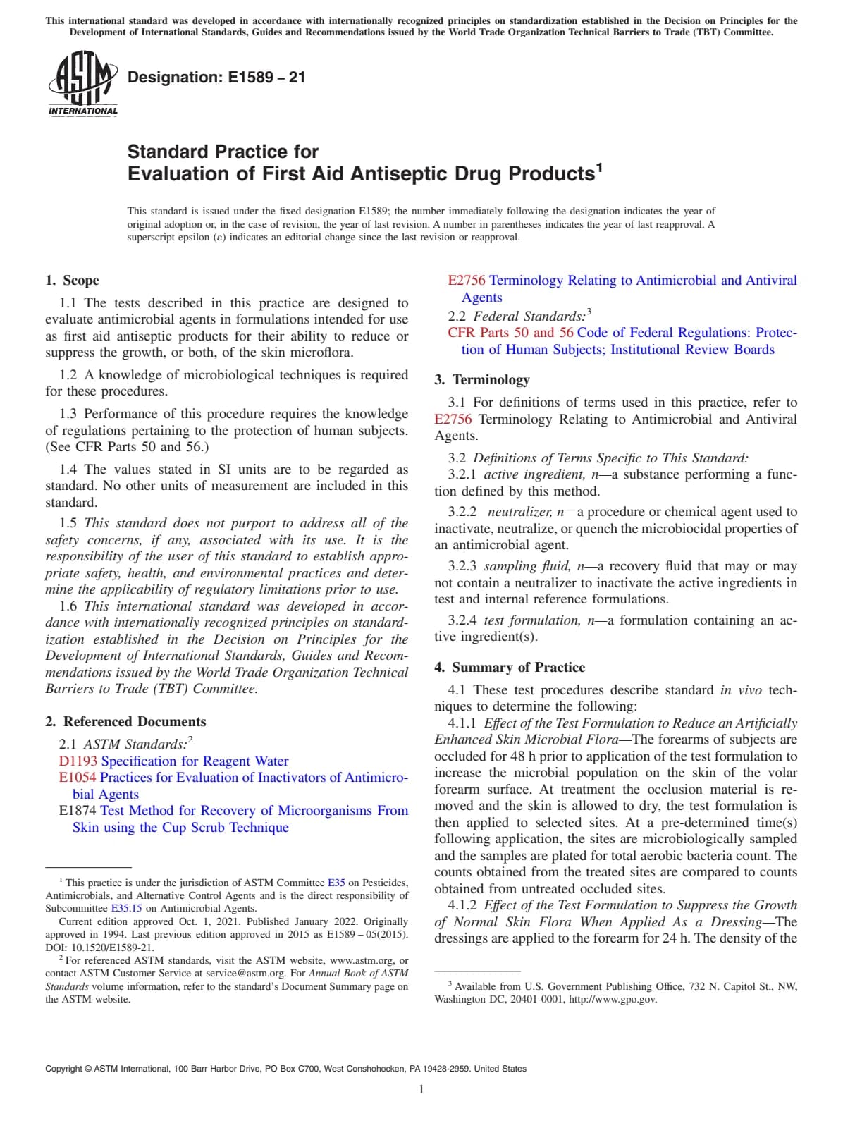 Первая страница стандарта ASTM E1589-21