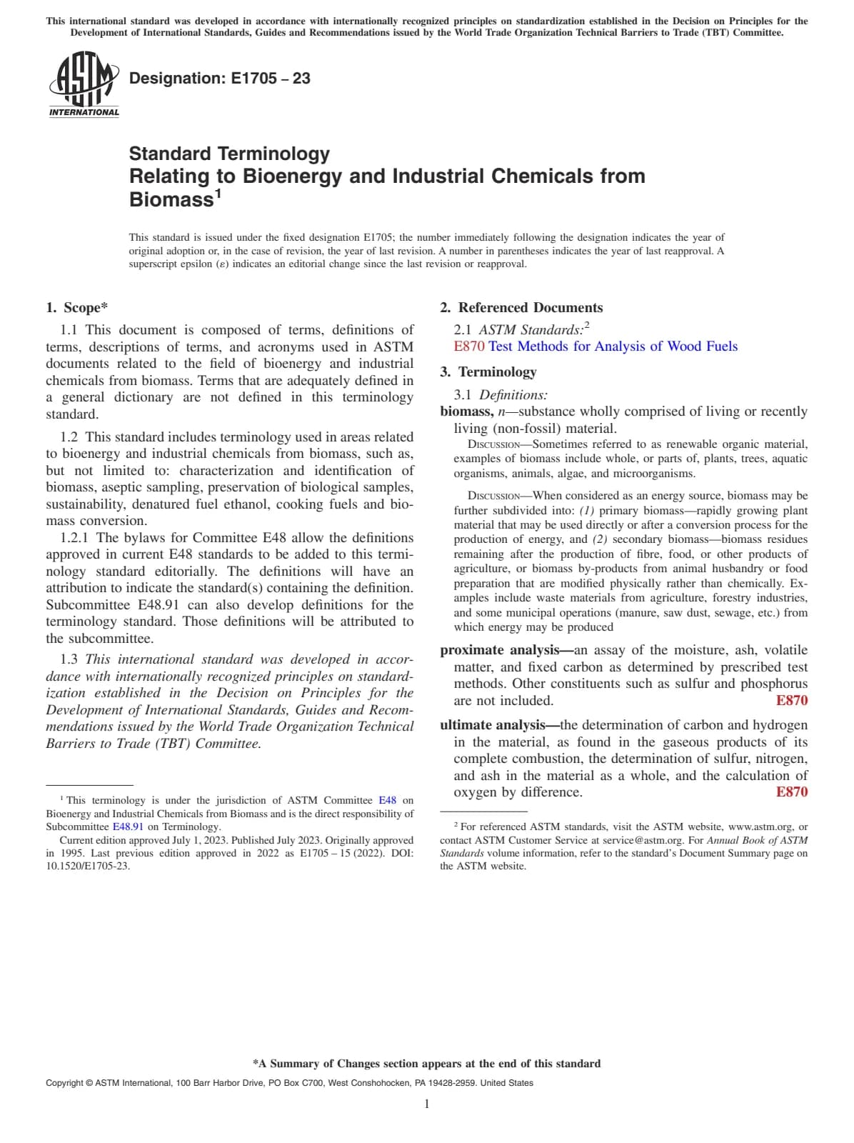 Первая страница стандарта ASTM E1705-23