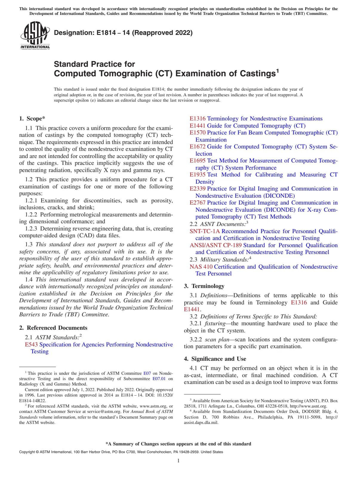 Первая страница стандарта ASTM E1814-14(2022)