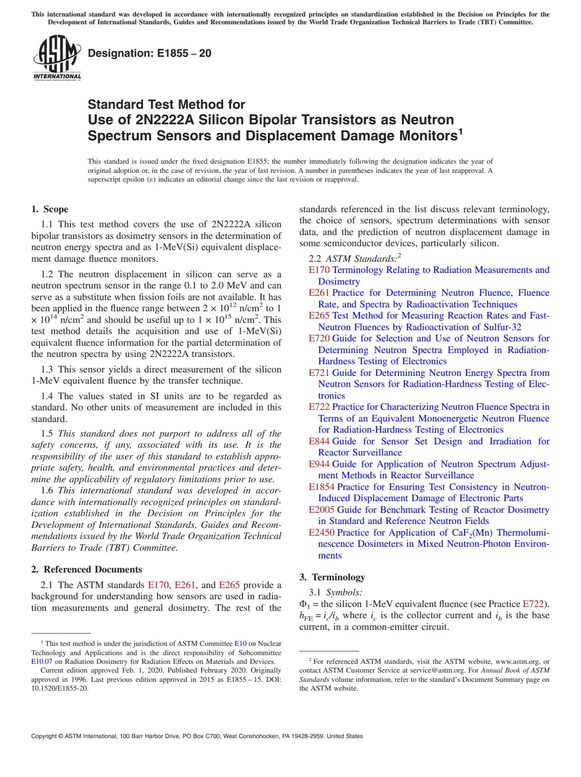 Первая страница стандарта ASTM E1855-20