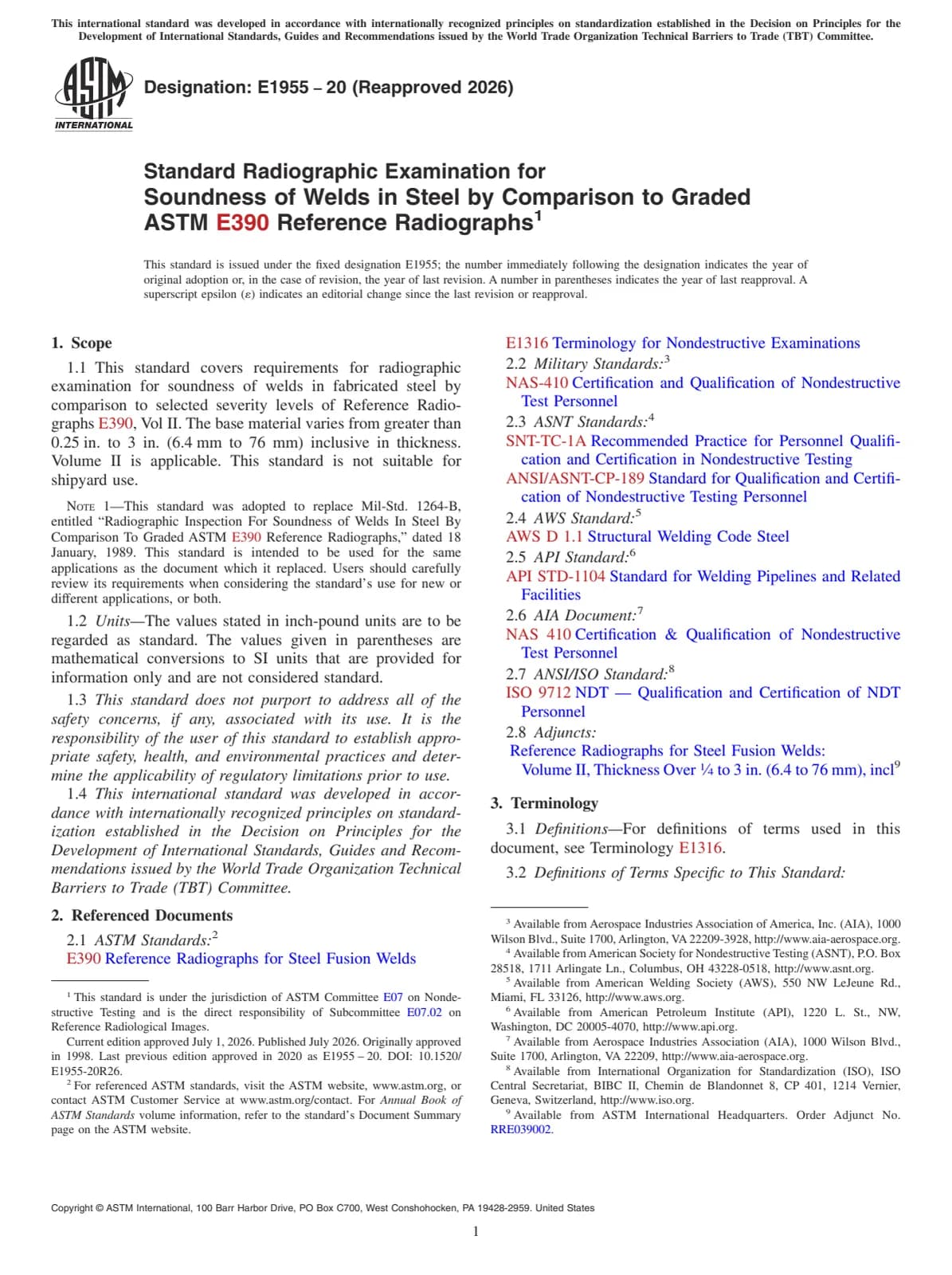 Первая страница стандарта ASTM E1955-20(2026)