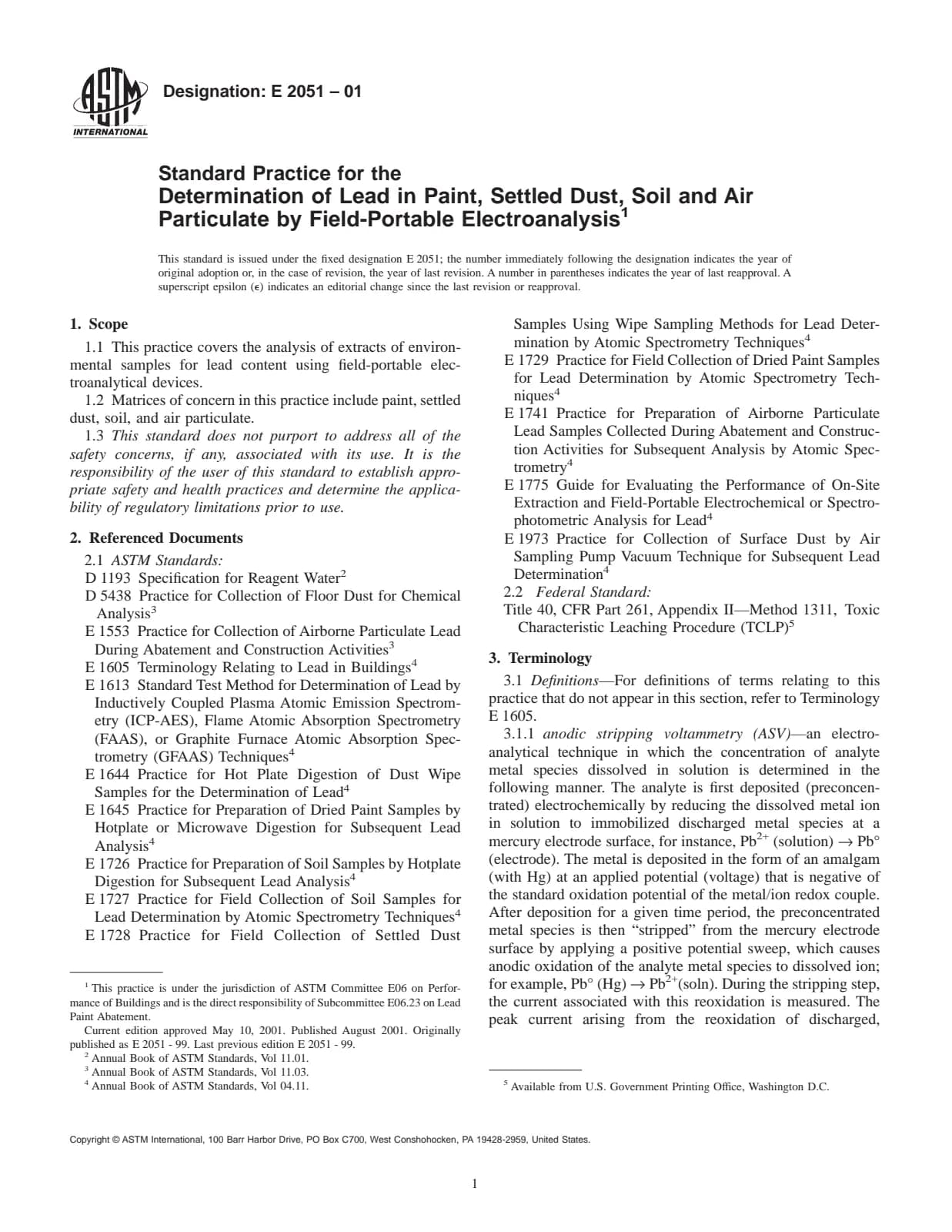 Первая страница стандарта ASTM E2051-01