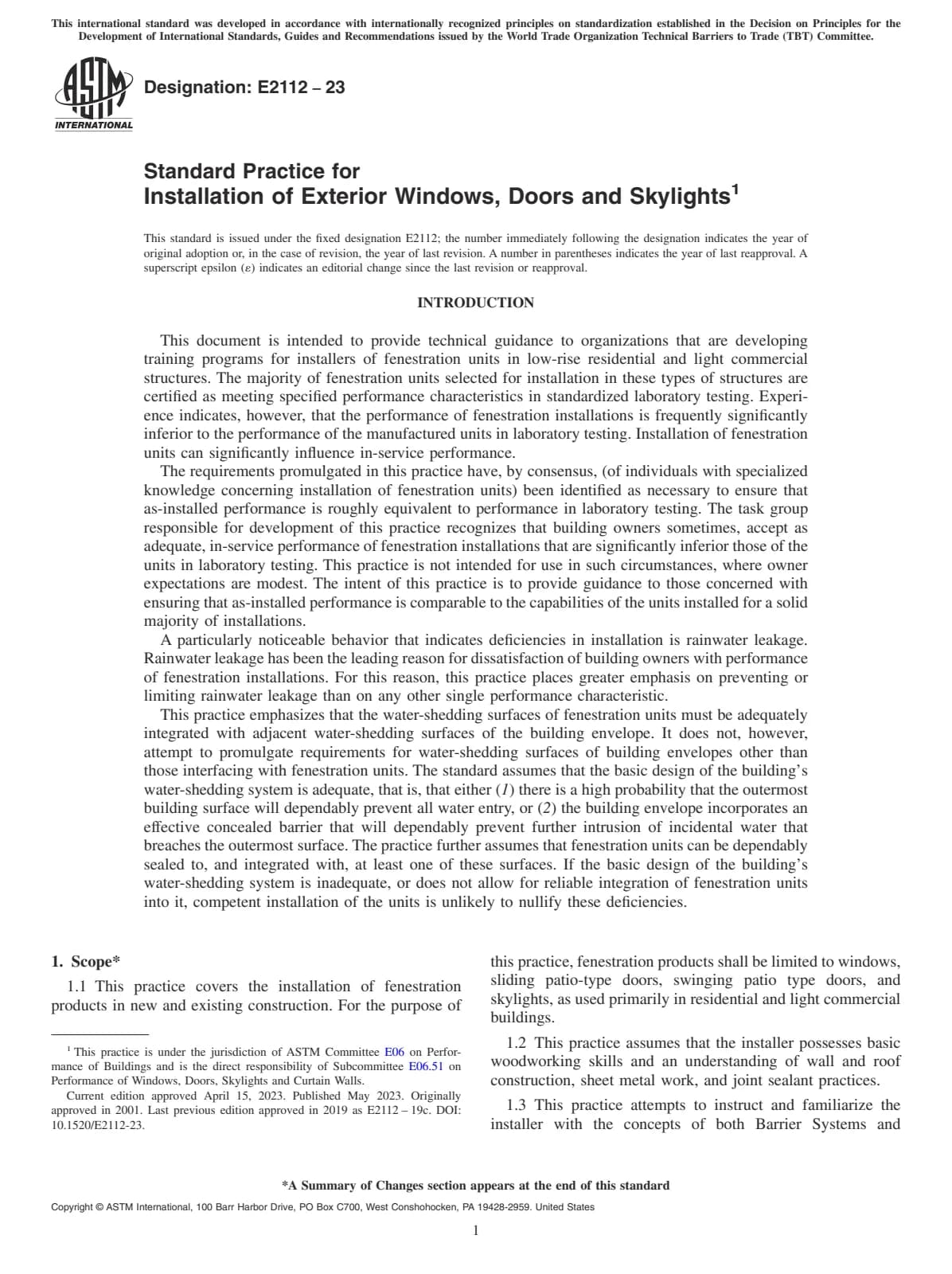 Первая страница стандарта ASTM E2112-23