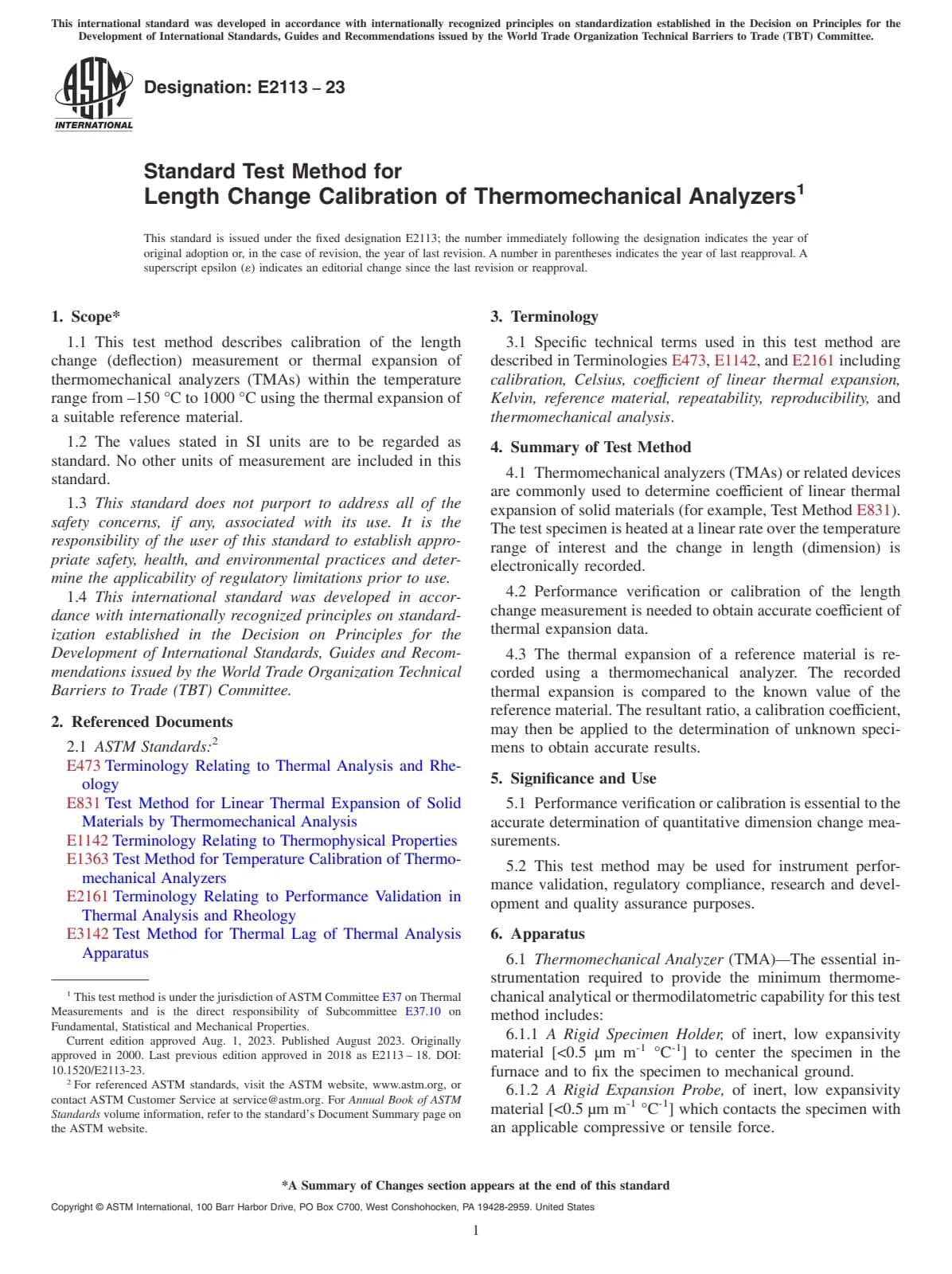 Первая страница стандарта ASTM E2113-23
