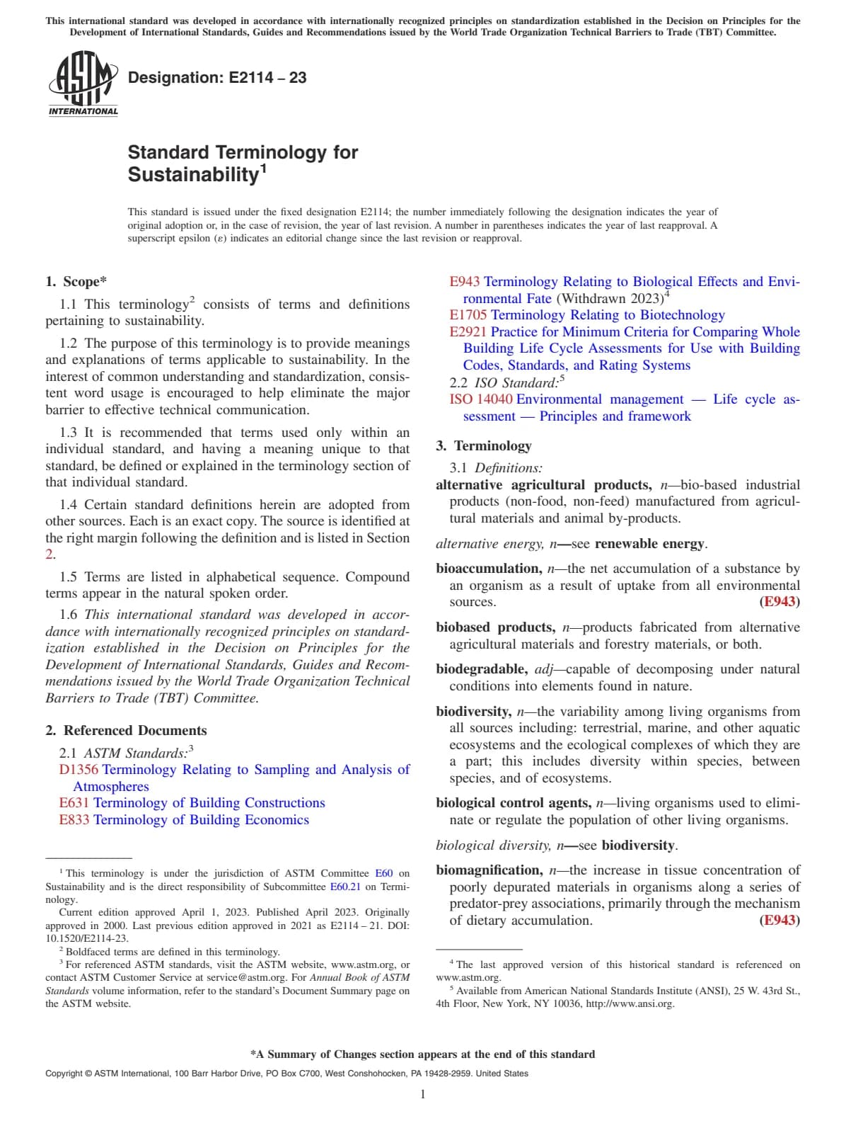 Первая страница стандарта ASTM E2114-23