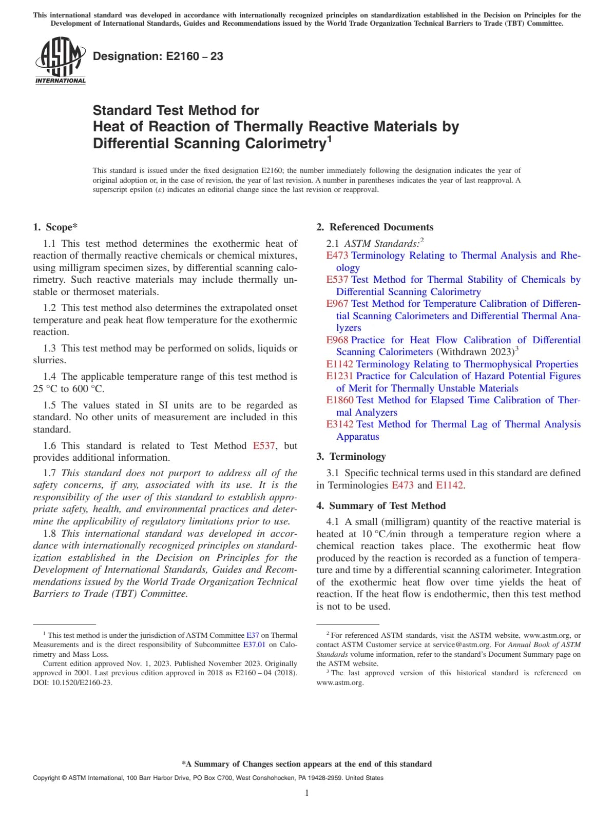 Первая страница стандарта ASTM E2160-23