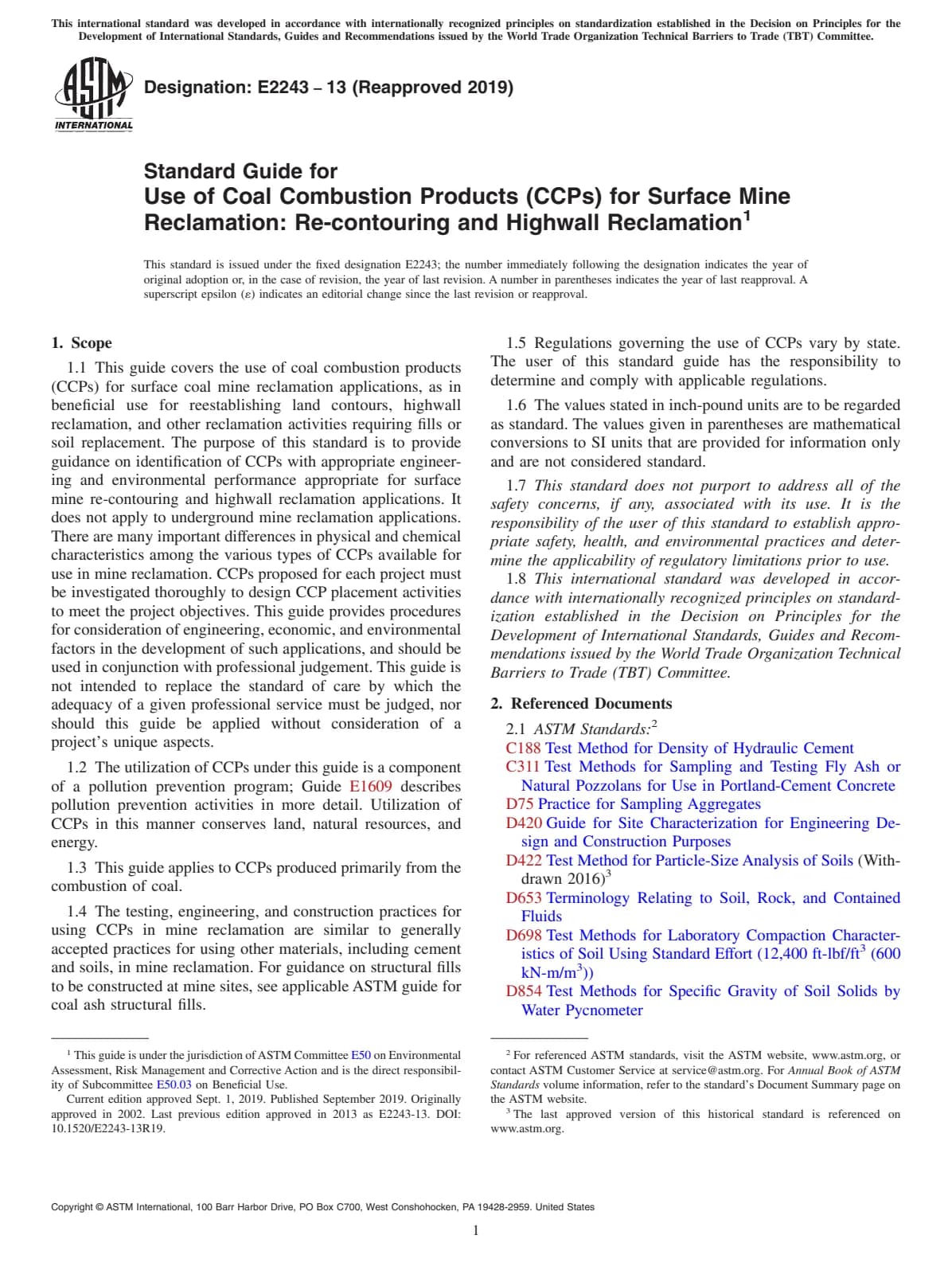 Первая страница стандарта ASTM E2243-13(2019)