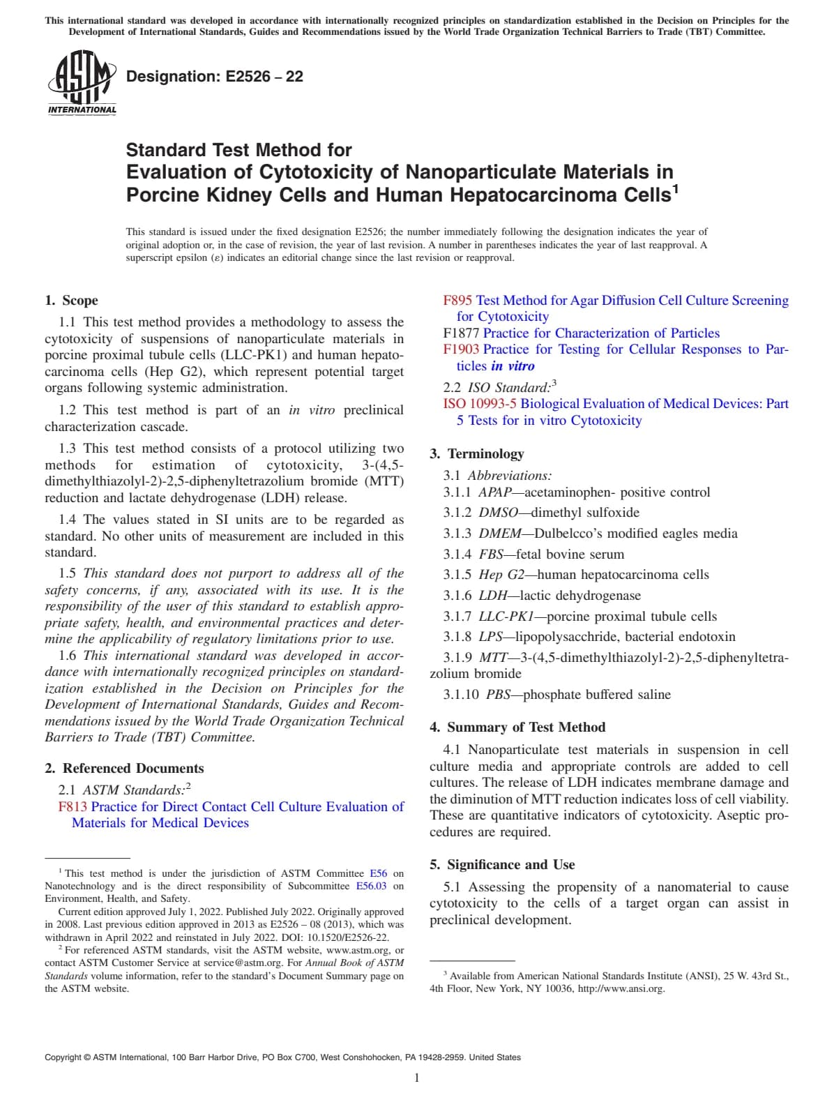 Первая страница стандарта ASTM E2526-22