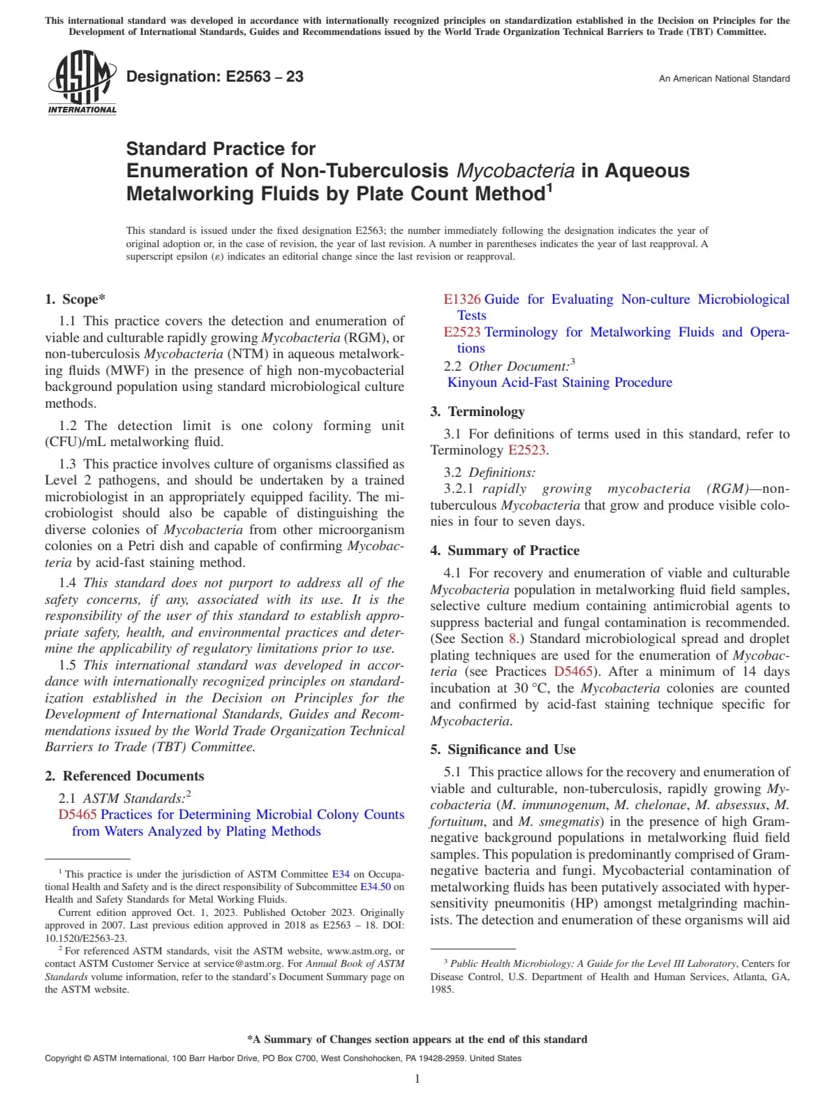 Первая страница стандарта ASTM E2563-23