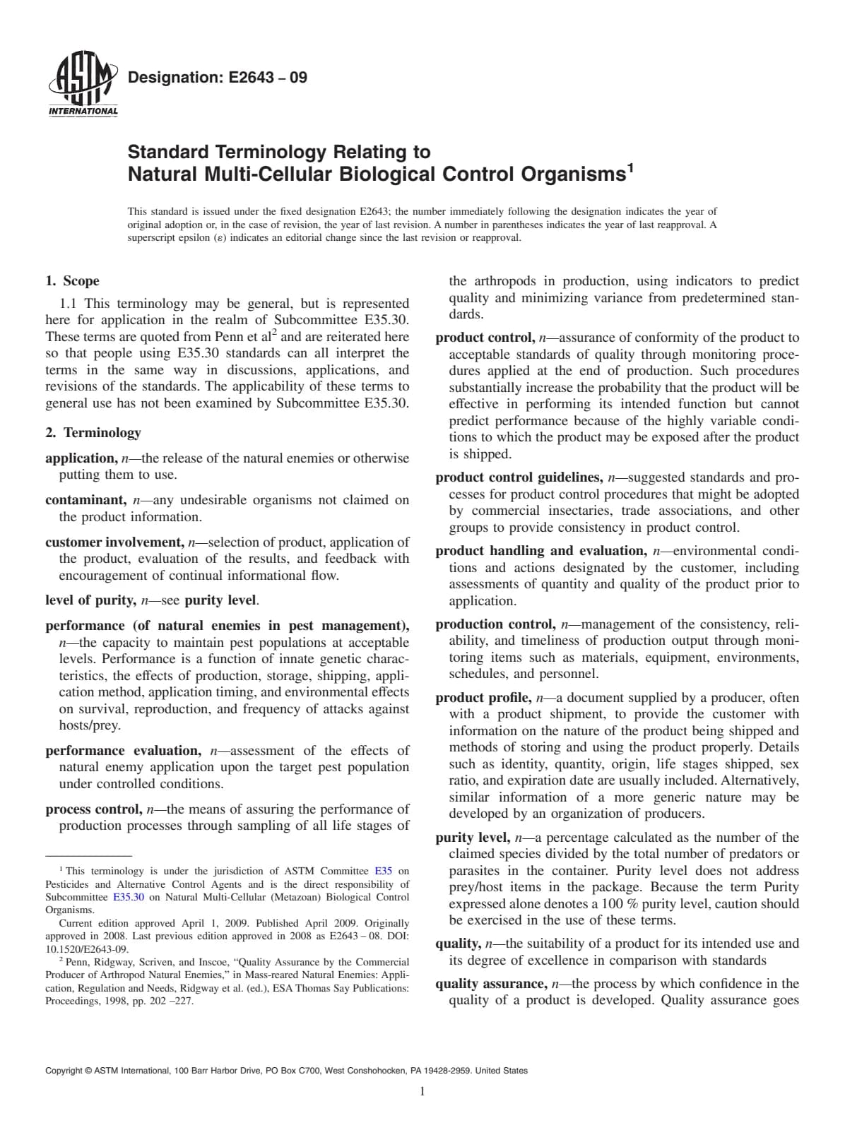 Первая страница стандарта ASTM E2643-09
