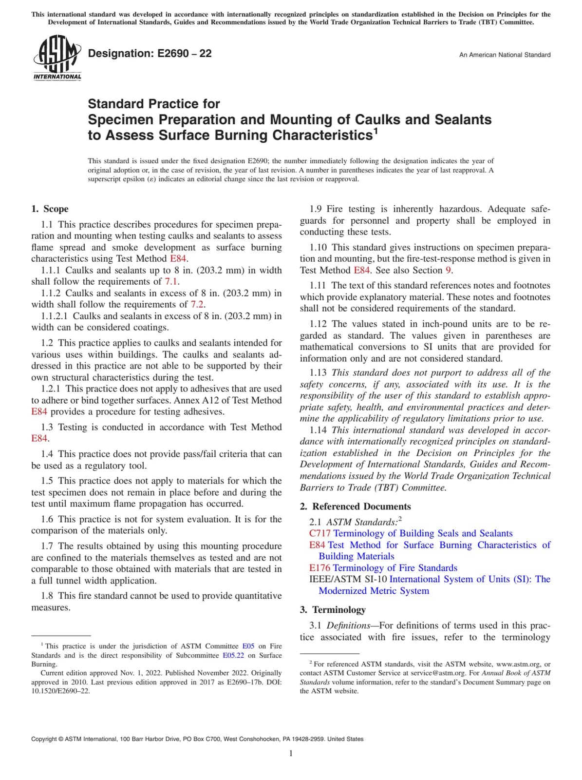 Первая страница стандарта ASTM E2690-22
