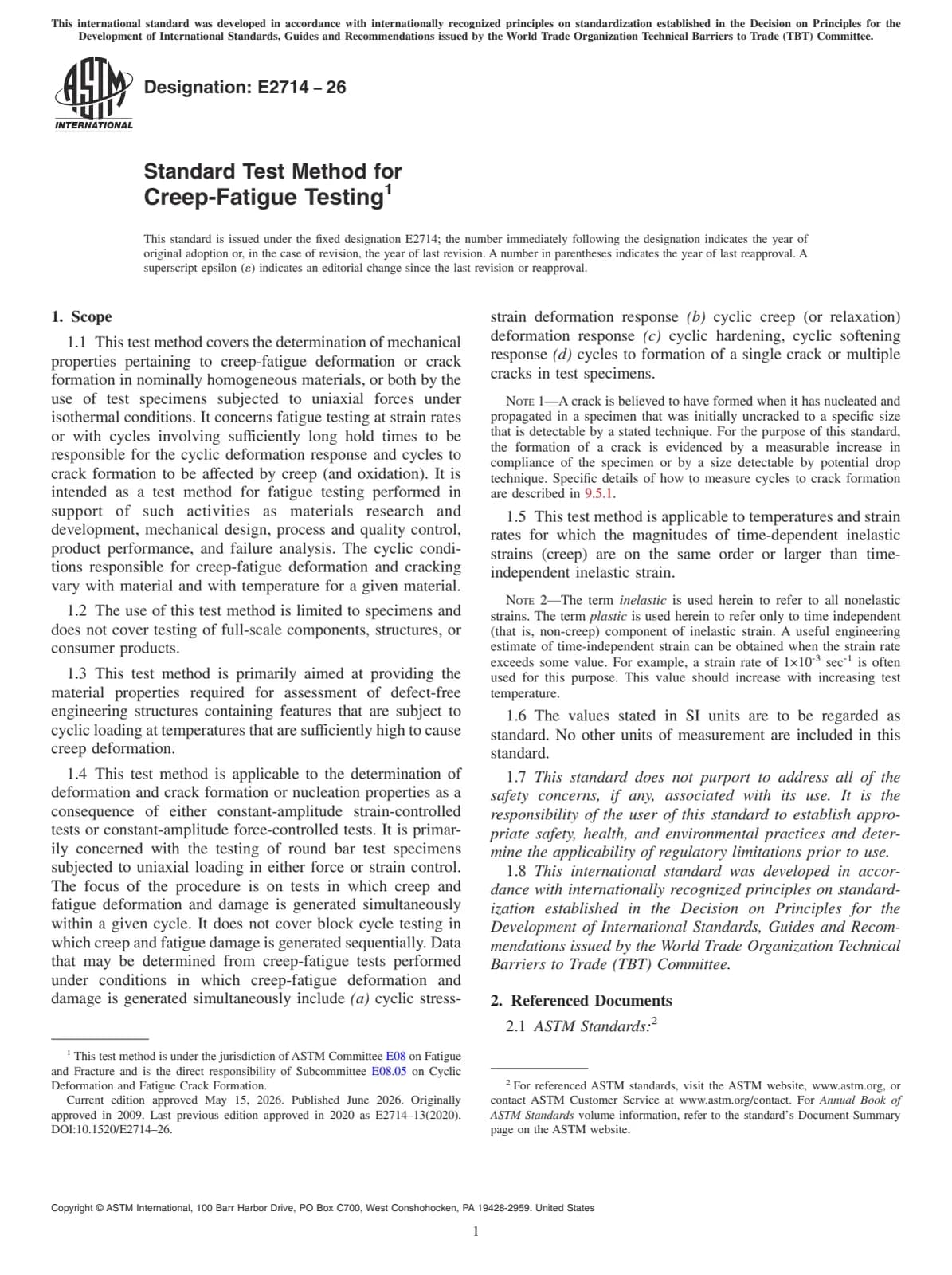 Первая страница стандарта ASTM E2714-26