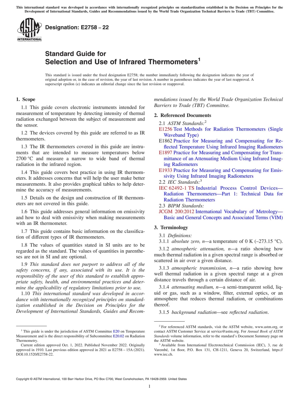 Первая страница стандарта ASTM E2758-22