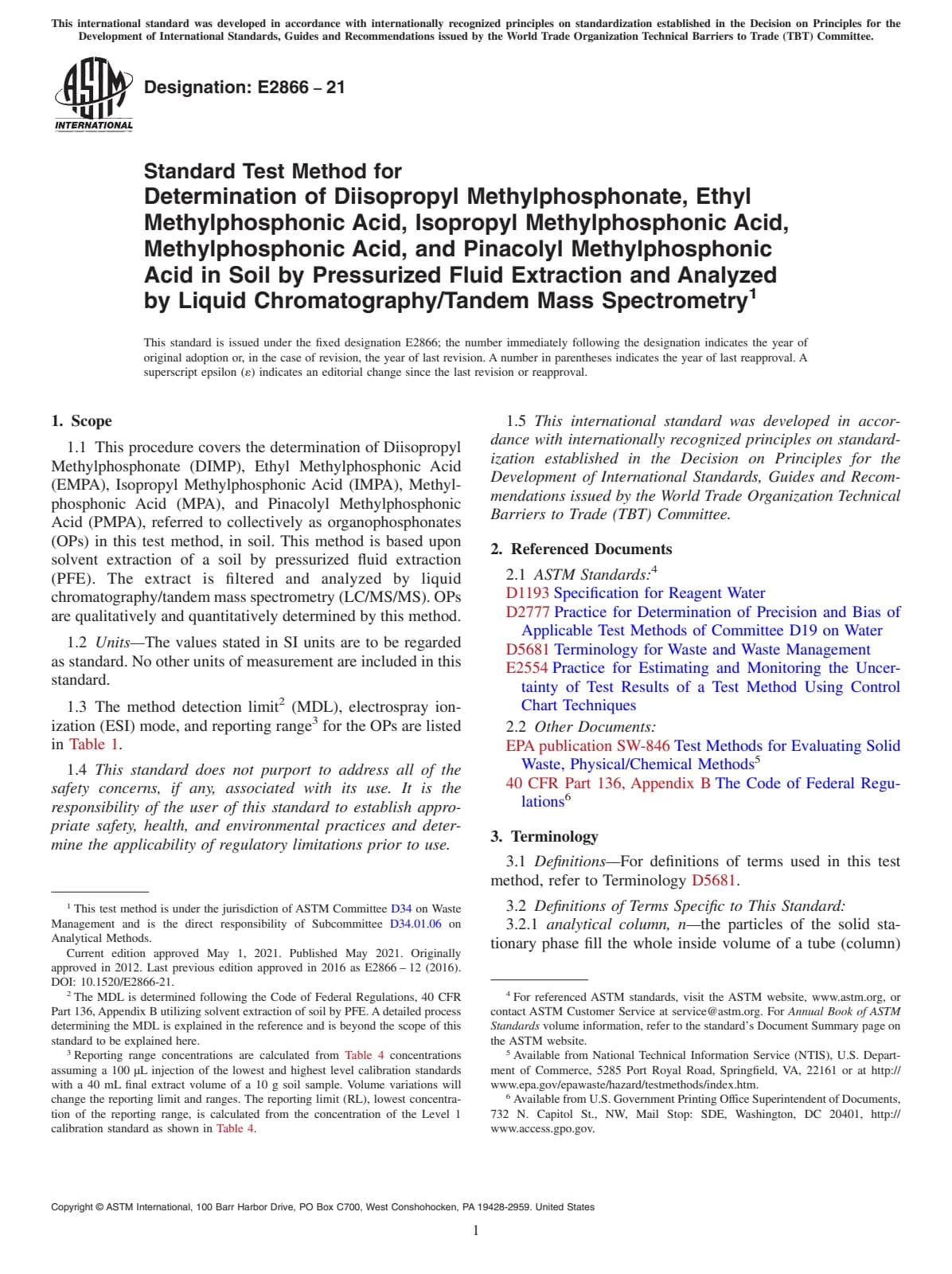 Первая страница стандарта ASTM E2866-21