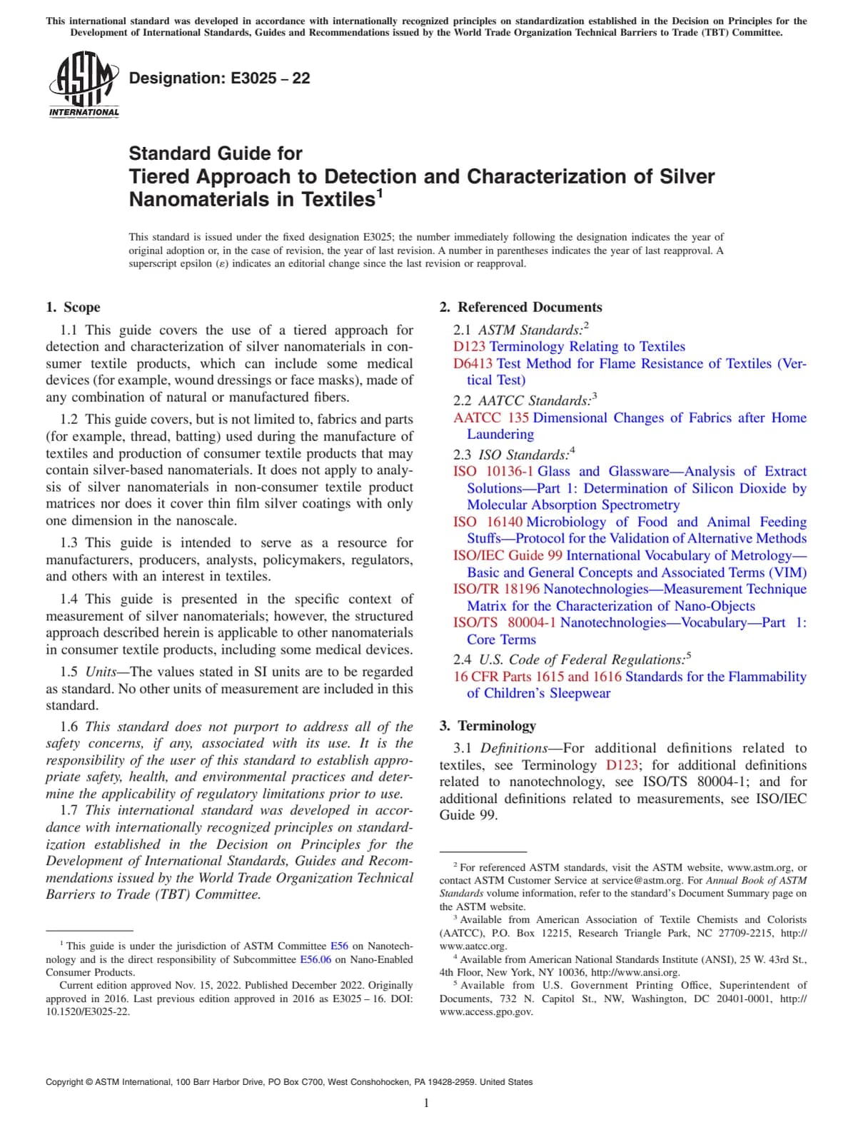 Первая страница стандарта ASTM E3025-22