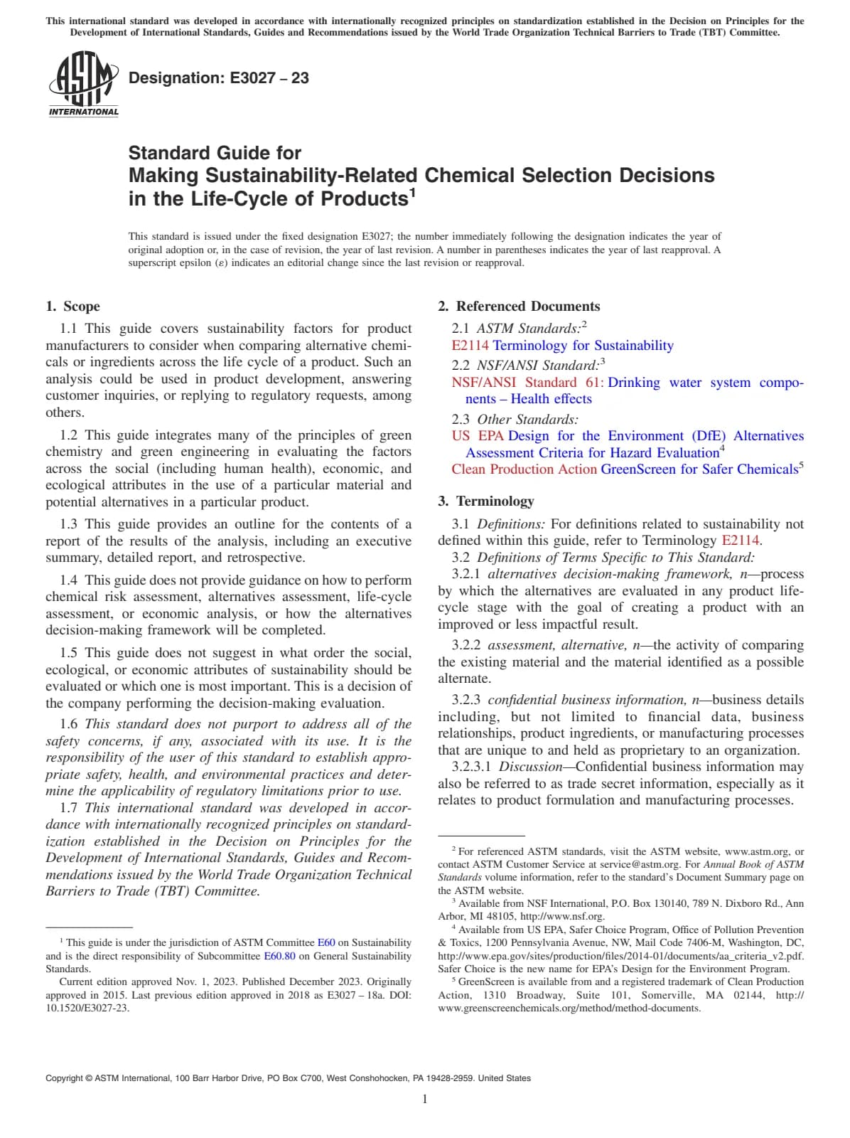 Первая страница стандарта ASTM E3027-23