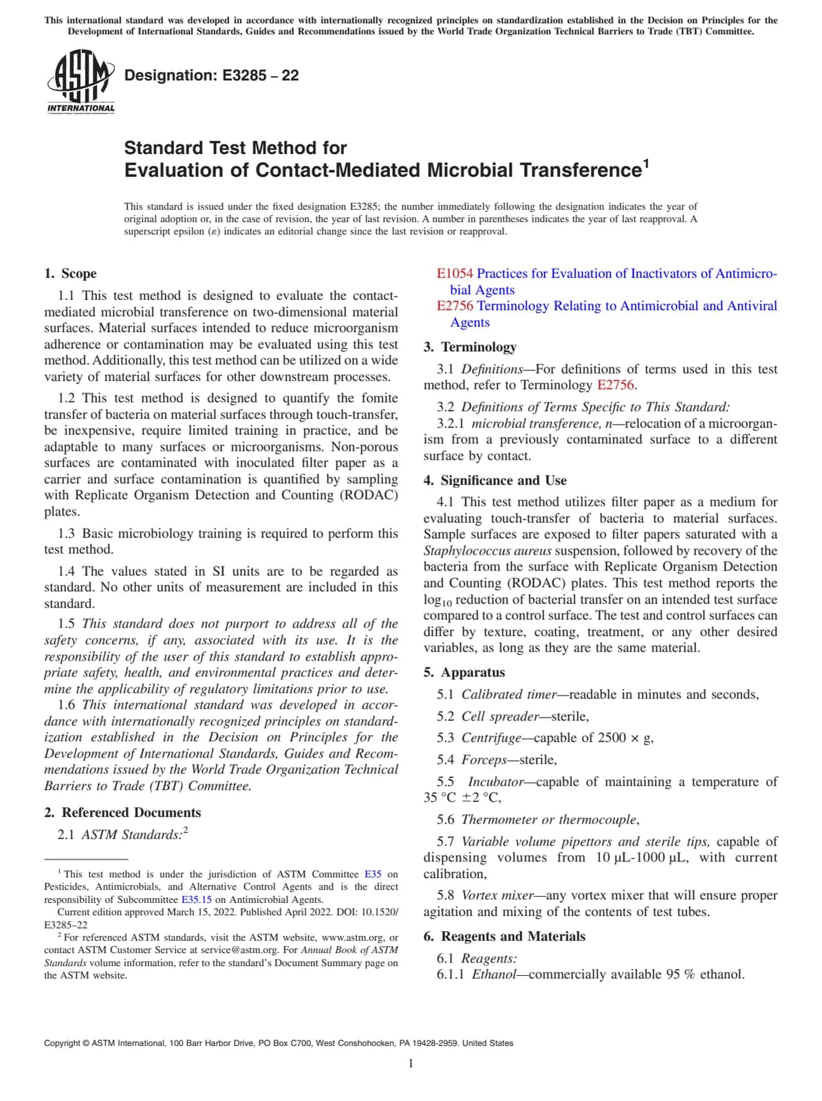 Первая страница стандарта ASTM E3285-22