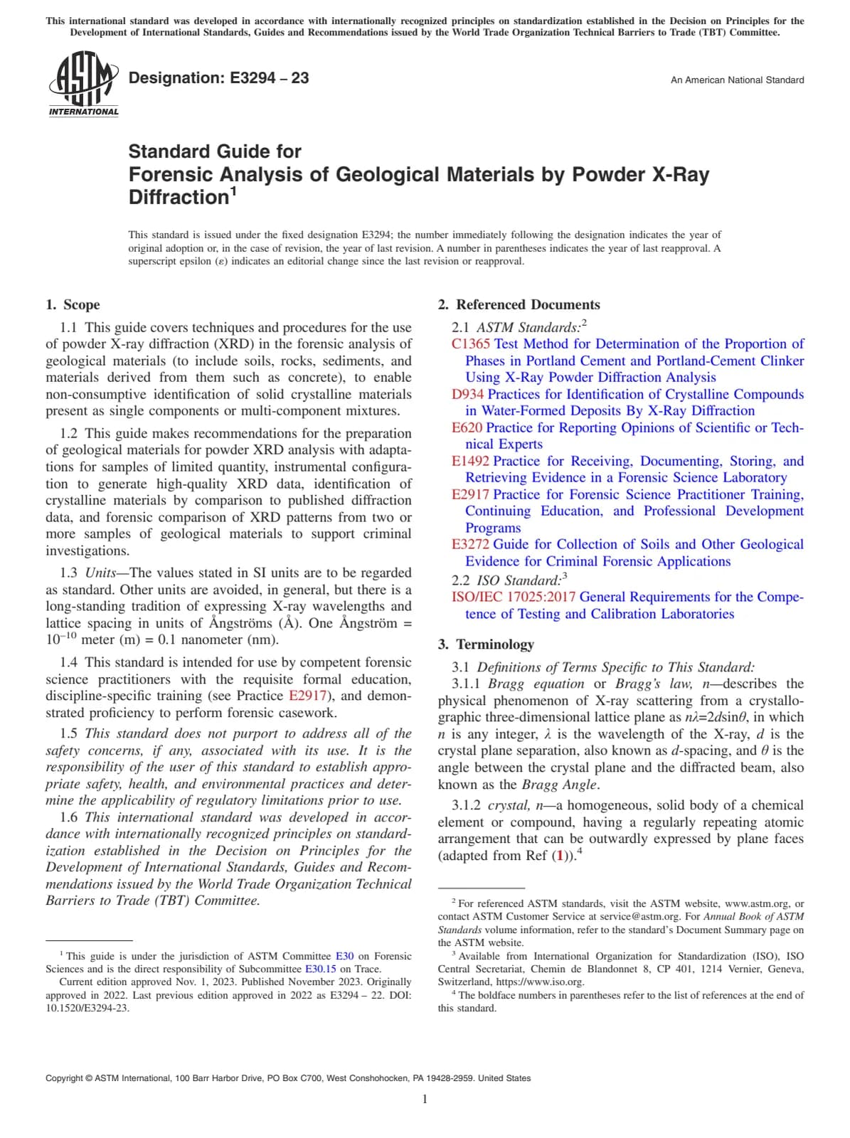 Первая страница стандарта ASTM E3294-23
