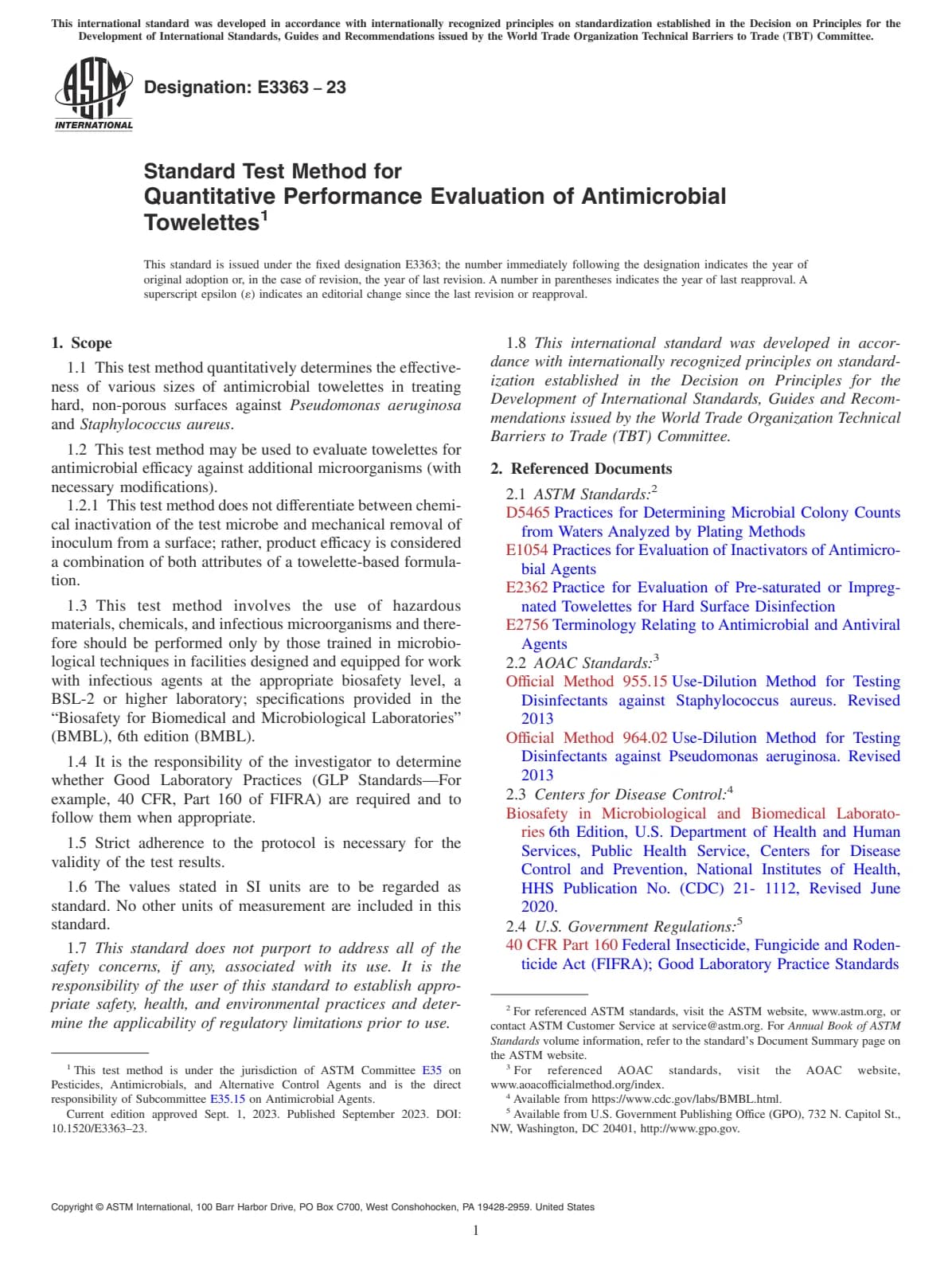 Первая страница стандарта ASTM E3363-23