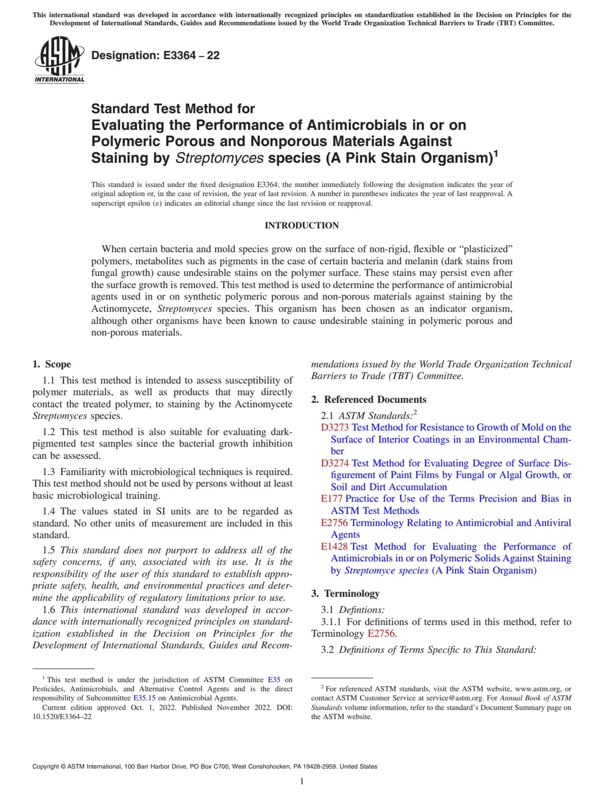 Первая страница стандарта ASTM E3364-22