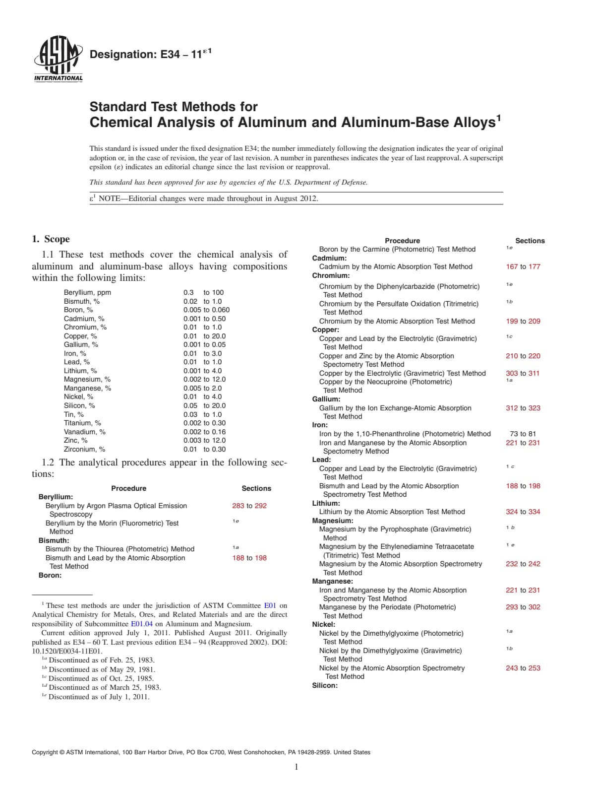 Первая страница стандарта ASTM E34-11e1
