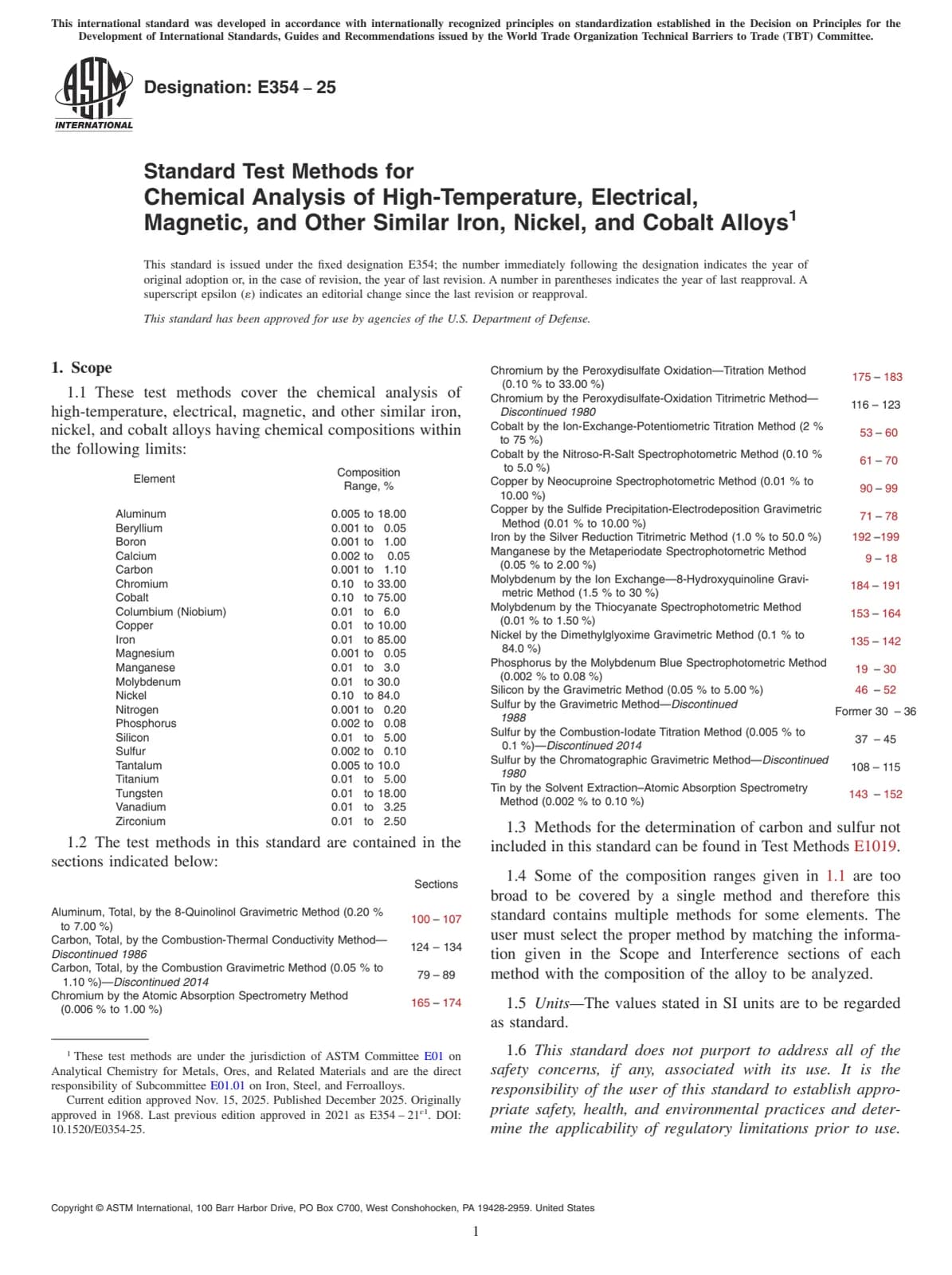 Первая страница стандарта ASTM E354-25