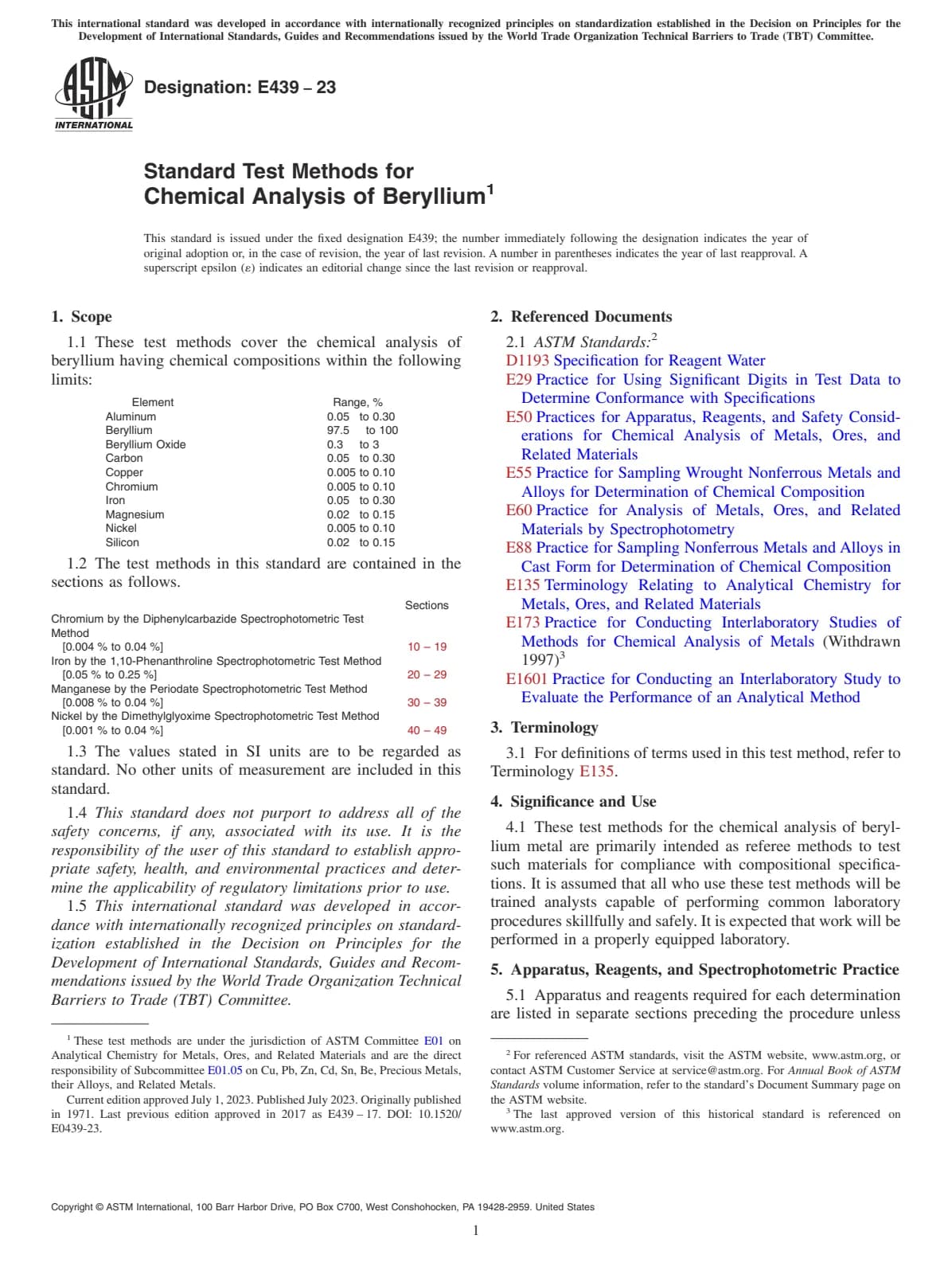 Первая страница стандарта ASTM E439-23