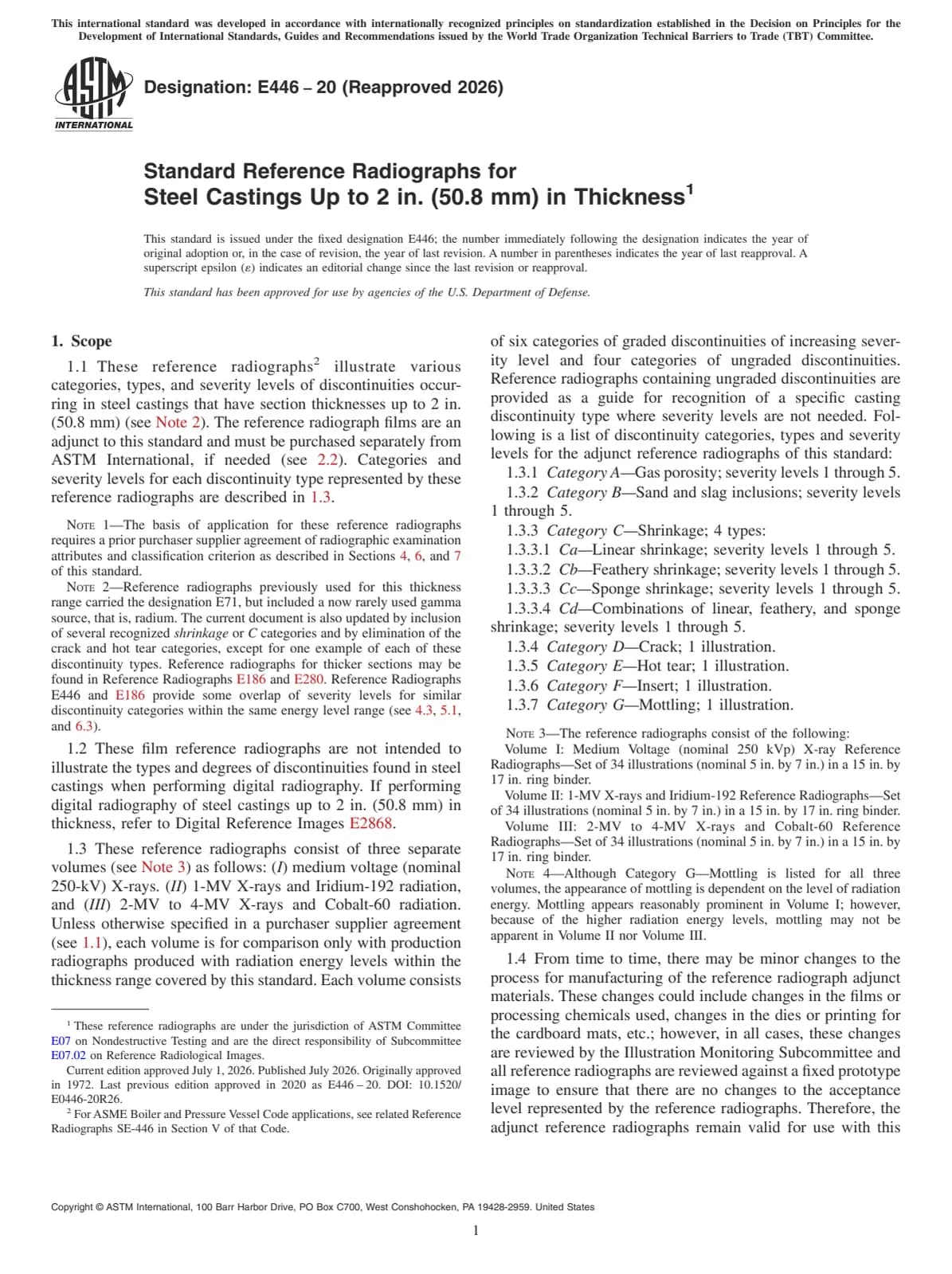 Первая страница стандарта ASTM E446-20(2026)