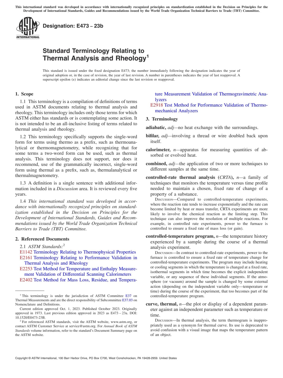 Первая страница стандарта ASTM E473-23b