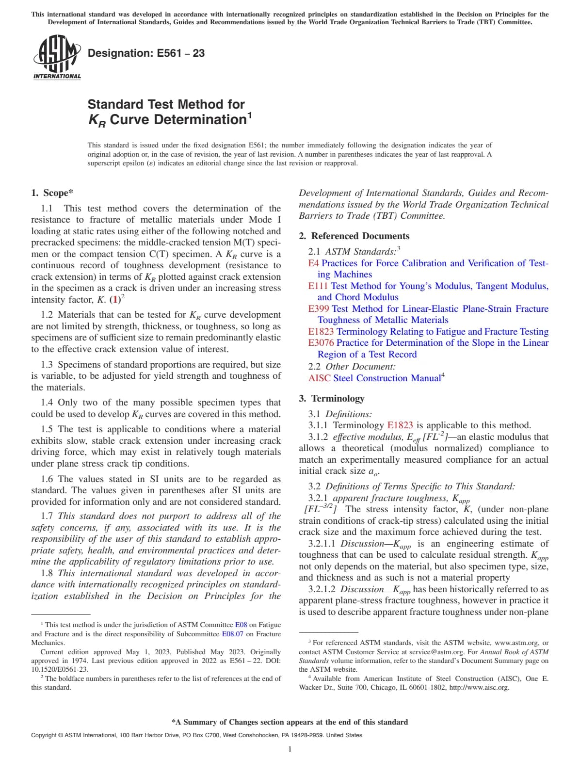 Первая страница стандарта ASTM E561-23