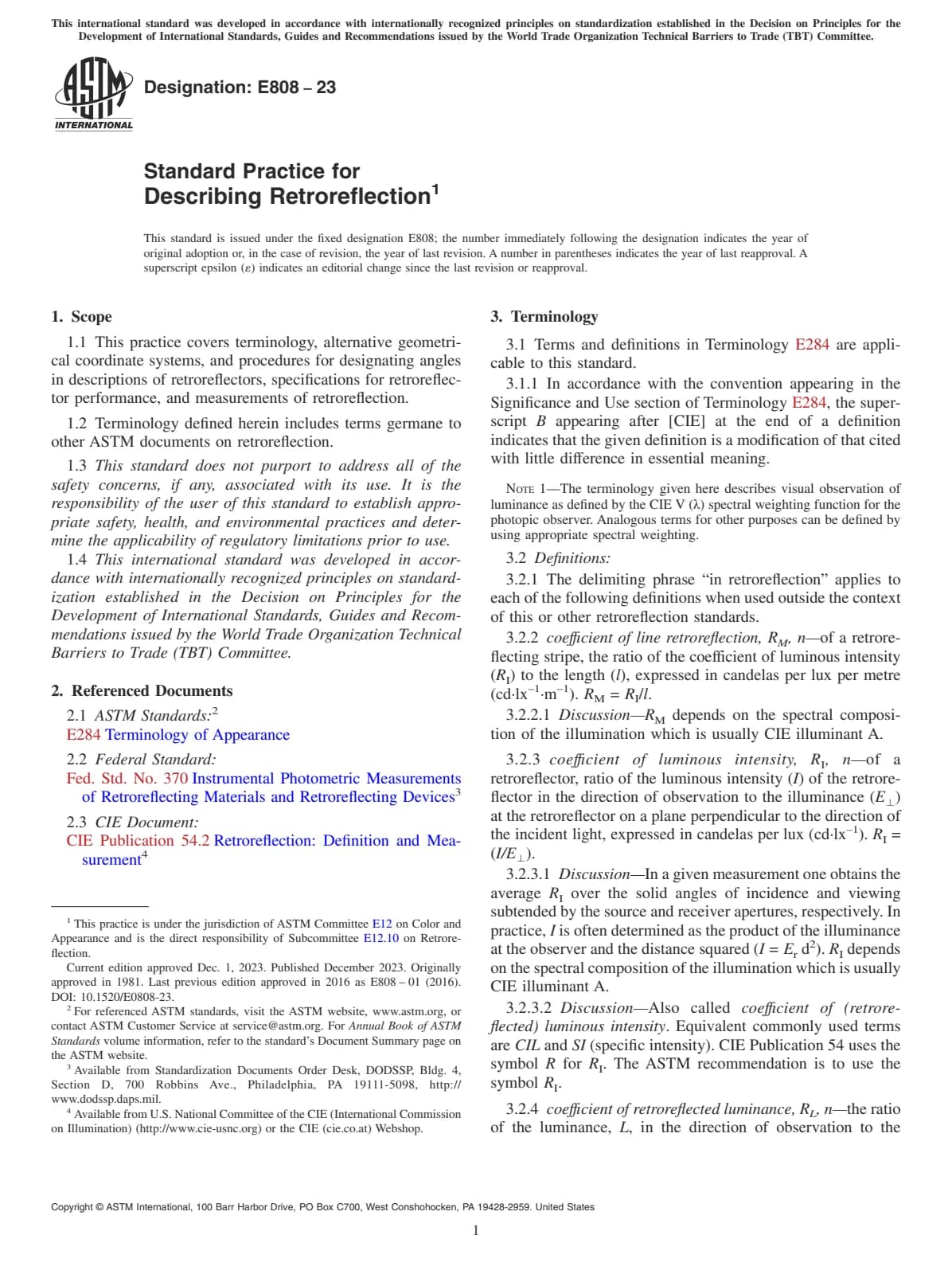 Первая страница стандарта ASTM E808-23