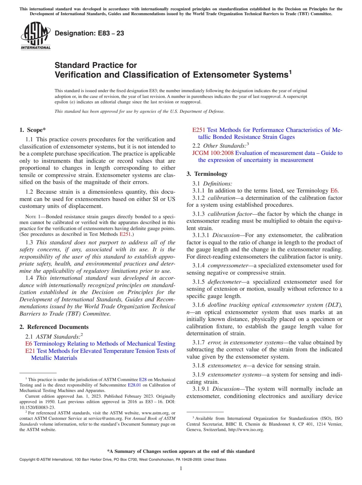 Первая страница стандарта ASTM E83-23