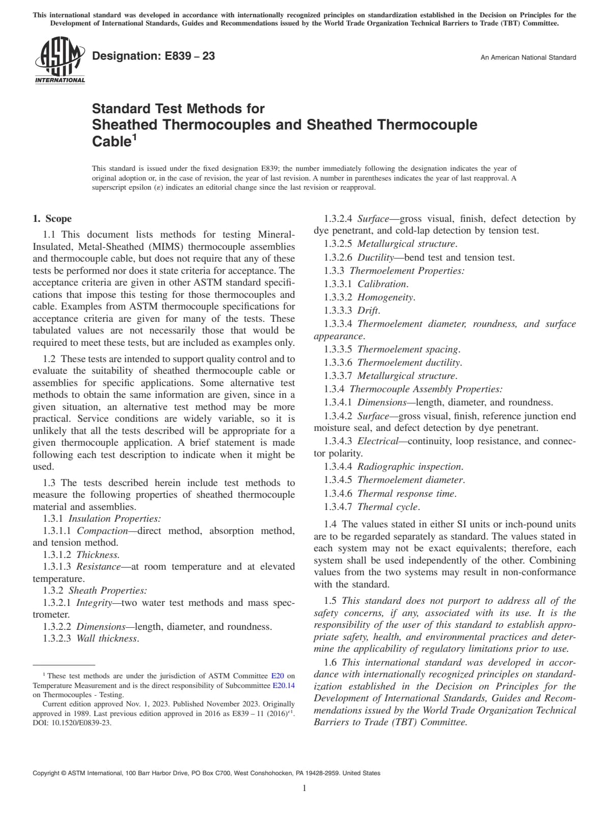 Первая страница стандарта ASTM E839-23